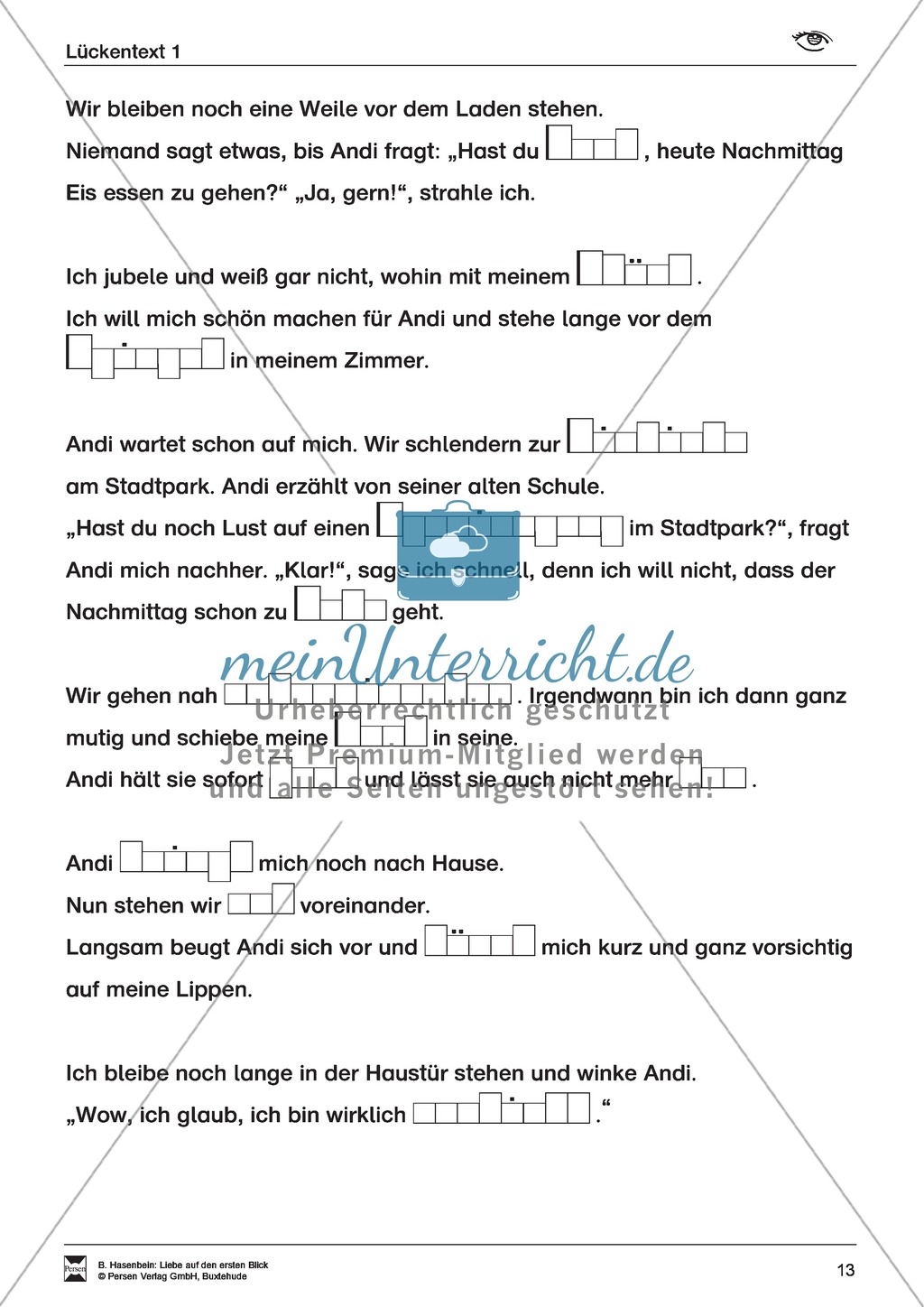 Leseförderung: Liebe auf den ersten Blick: Lesetext 1 mit Aufgaben Preview 8