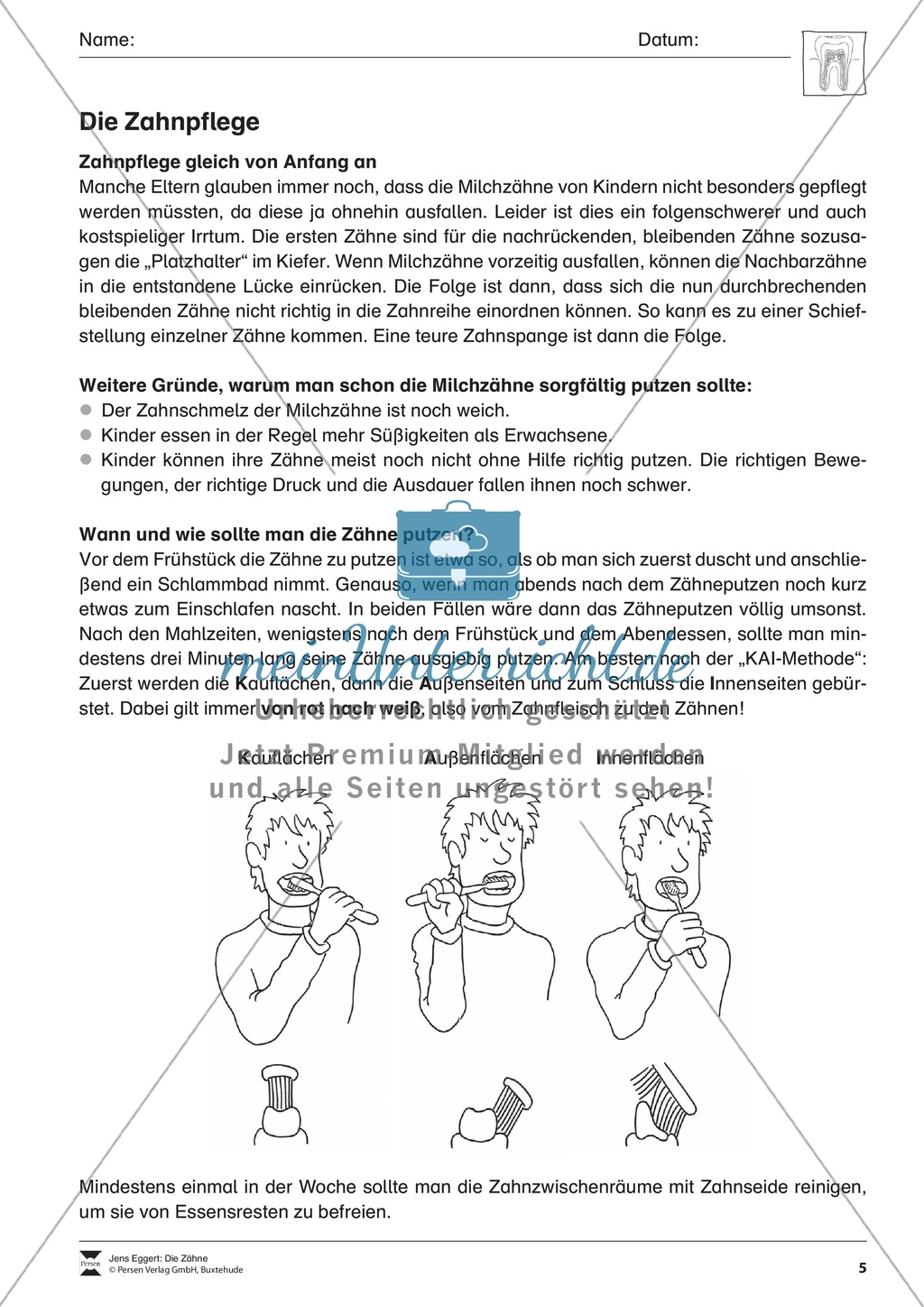 Zahnpflege: Text Preview 1