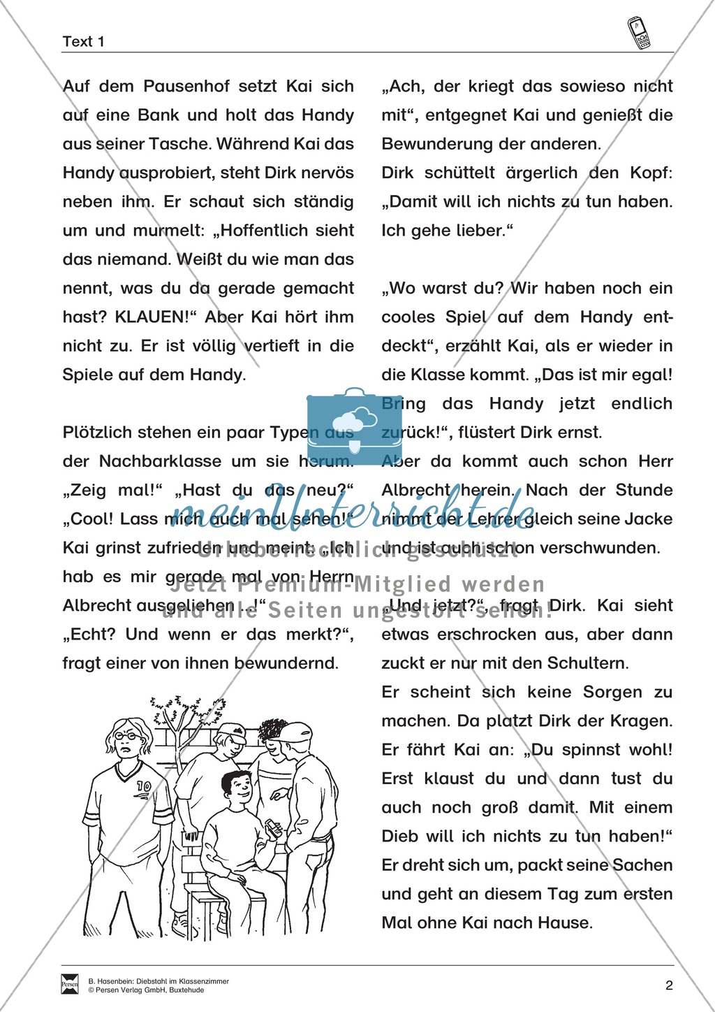 Lesetexte Lesegeschichten: "Diebstahl im Klassenzimmer" Binnendifferenzierung Stufe 2 - Text + Aufgaben + Lückentext Preview 2