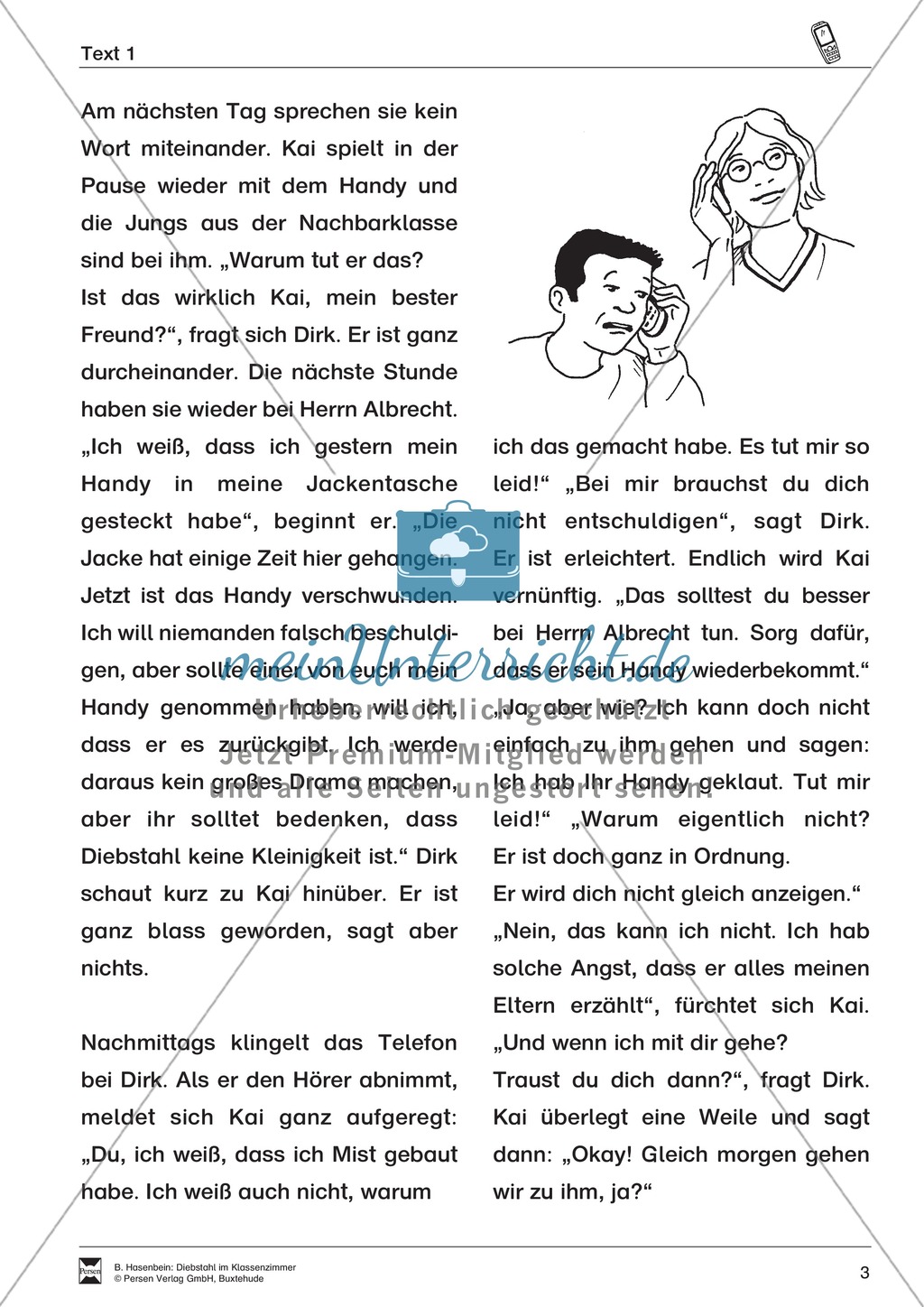 Lesetexte Lesegeschichten: "Diebstahl im Klassenzimmer" Binnendifferenzierung Stufe 2 - Text + Aufgaben + Lückentext Preview 3