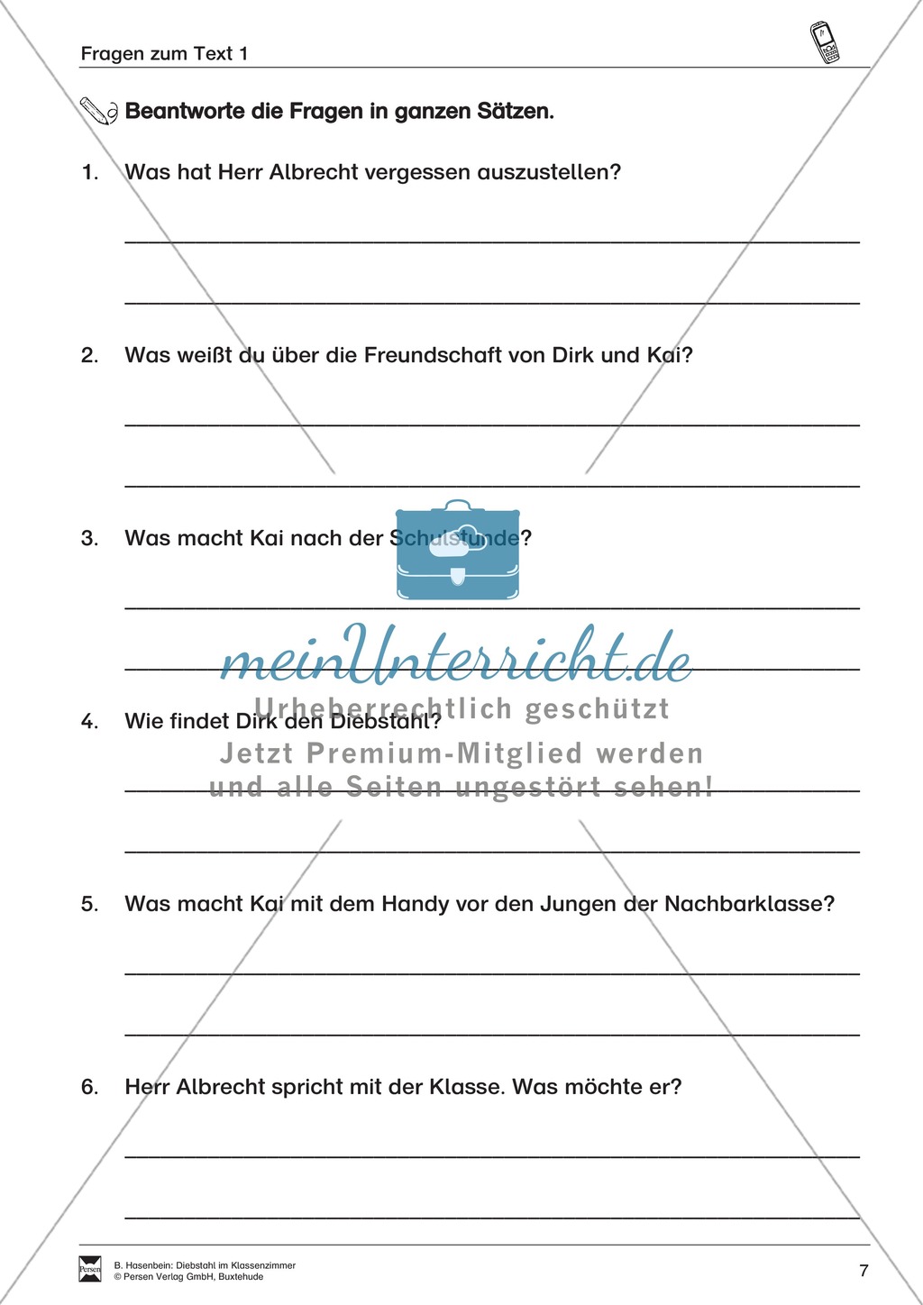 Lesetexte Lesegeschichten: "Diebstahl im Klassenzimmer" Binnendifferenzierung Stufe 2 - Text + Aufgaben + Lückentext Preview 5