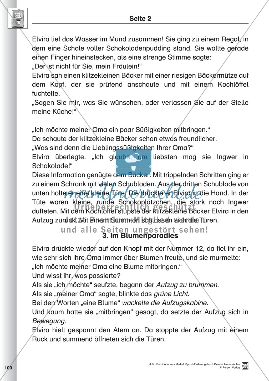 Sprachförderung: Der zauberhafte Aufzug: Lesetext, Hinweise zum Erzählen und Schreiben und Arbeitsblätter Preview 2