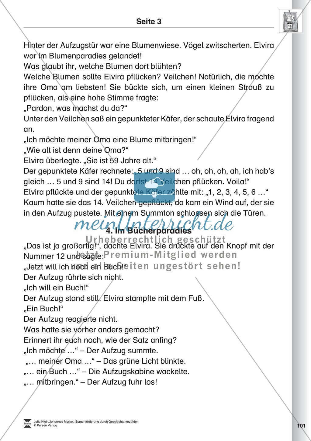 Sprachförderung: Der zauberhafte Aufzug: Lesetext, Hinweise zum Erzählen und Schreiben und Arbeitsblätter Preview 3