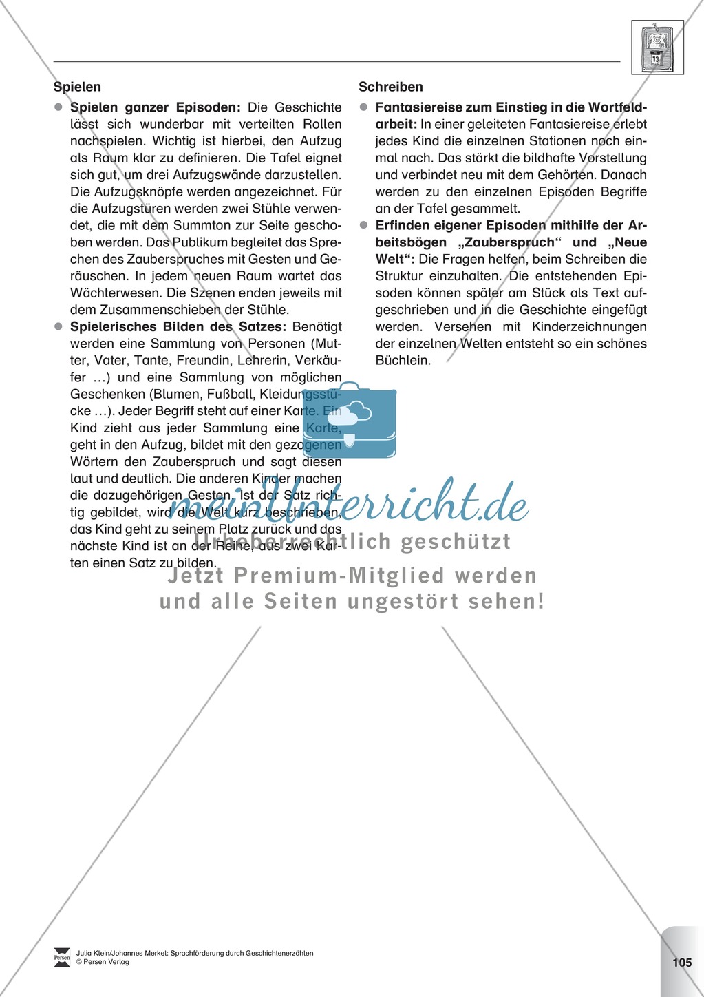 Sprachförderung: Der zauberhafte Aufzug: Lesetext, Hinweise zum Erzählen und Schreiben und Arbeitsblätter Preview 7
