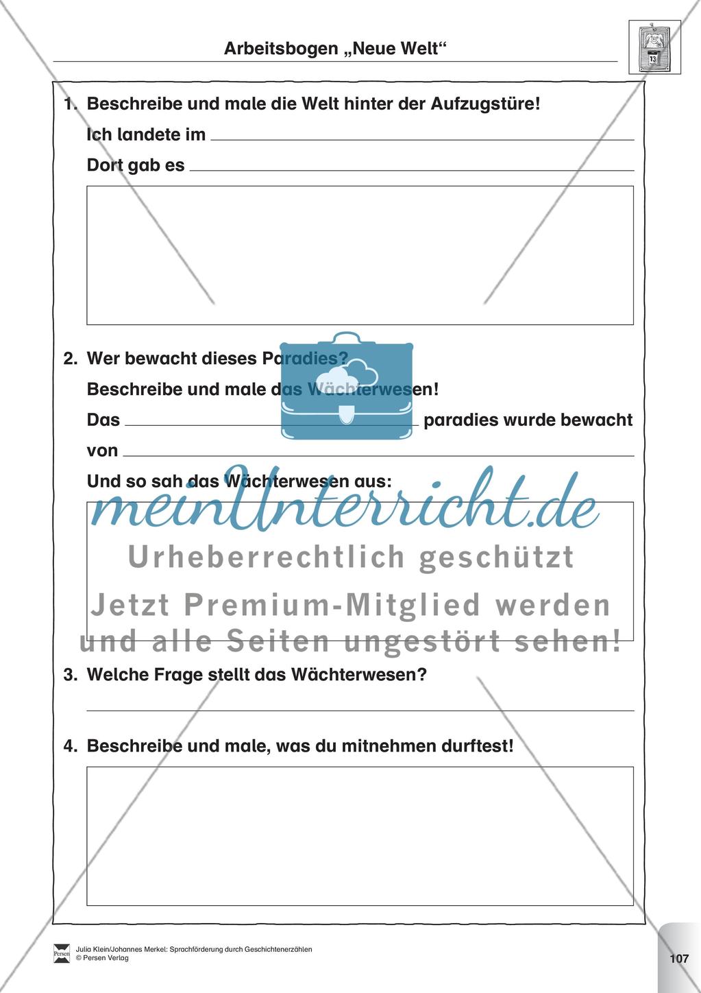 Sprachförderung: Der zauberhafte Aufzug: Lesetext, Hinweise zum Erzählen und Schreiben und Arbeitsblätter Preview 9