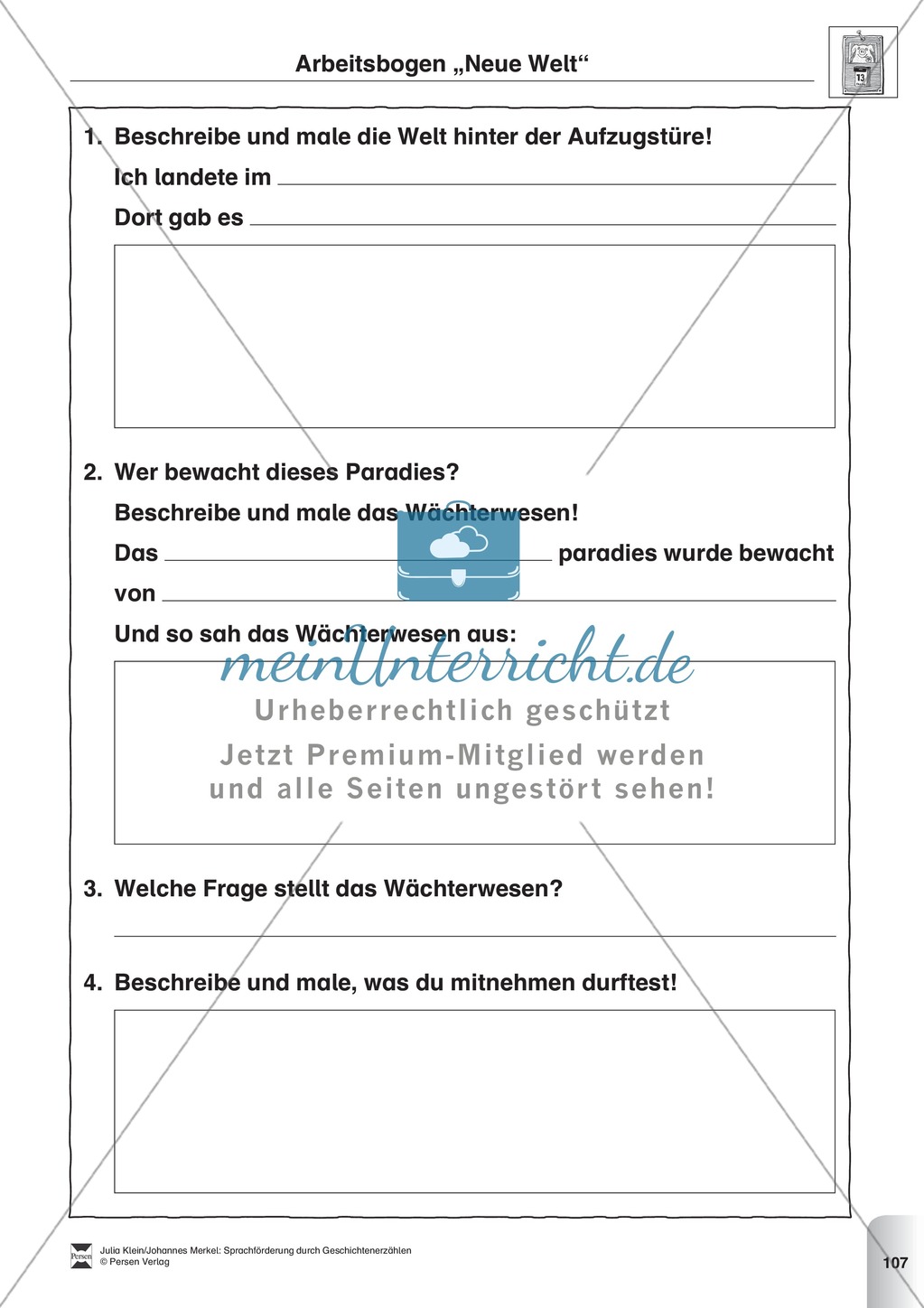 Sprachförderung: Der zauberhafte Aufzug: Lesetext, Hinweise zum Erzählen und Schreiben und Arbeitsblätter Preview 9