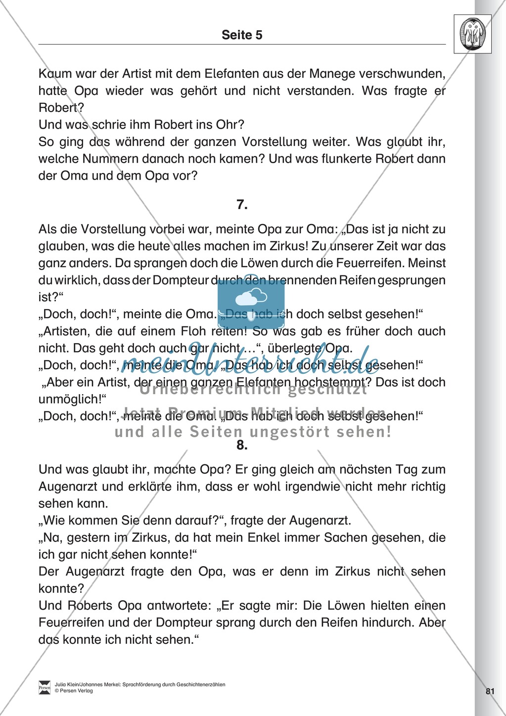 Sprachförderung: Der Zirkusbesuch: Lesetext, Hinweise zum Erzählen und Schreiben und Arbeitsblätter Preview 5