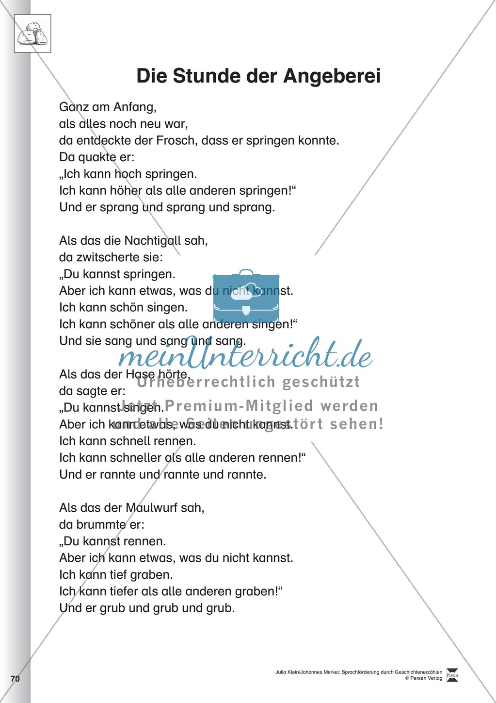 Sprachförderung: Die Stunde der Angeberei: Lesetext, Hinweise zum Erzählen und Schreiben und Arbeitsblätter Preview 1