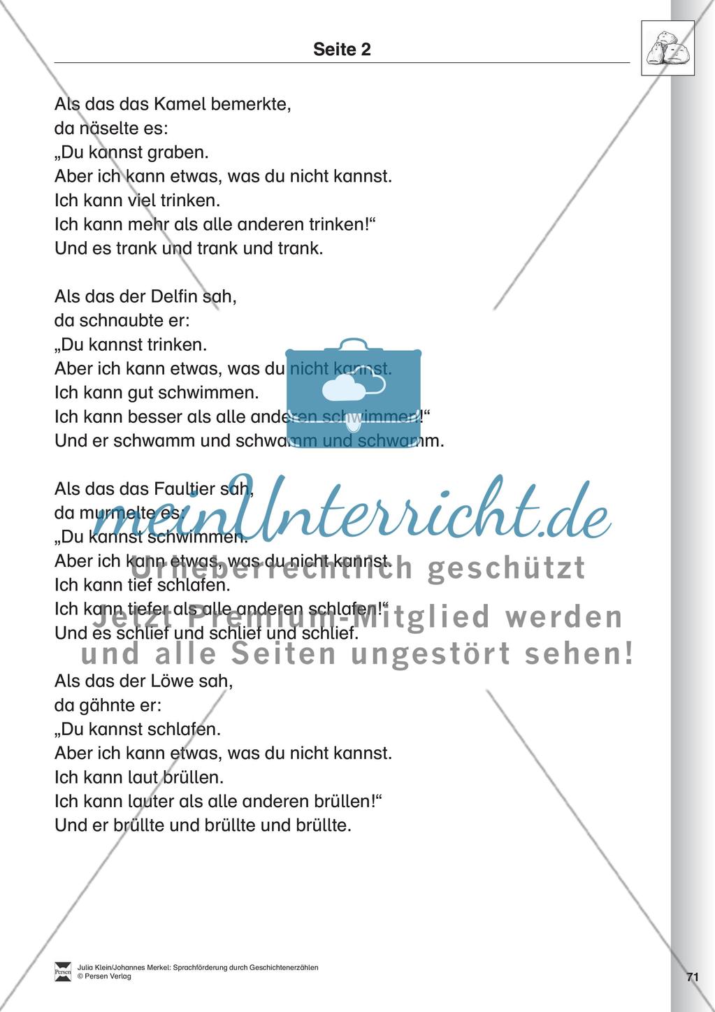 Sprachförderung: Die Stunde der Angeberei: Lesetext, Hinweise zum Erzählen und Schreiben und Arbeitsblätter Preview 2