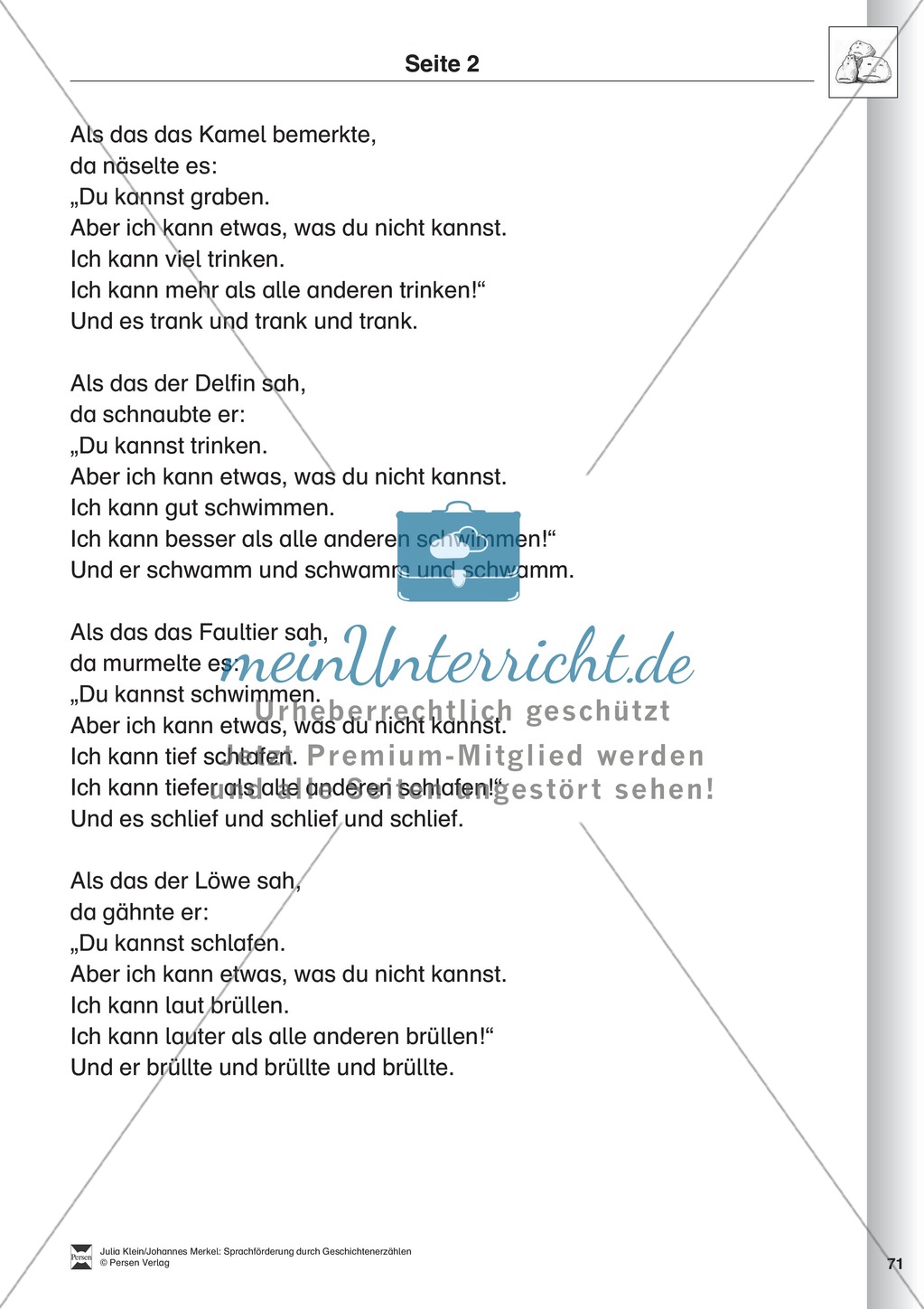 Sprachförderung: Die Stunde der Angeberei: Lesetext, Hinweise zum Erzählen und Schreiben und Arbeitsblätter Preview 2