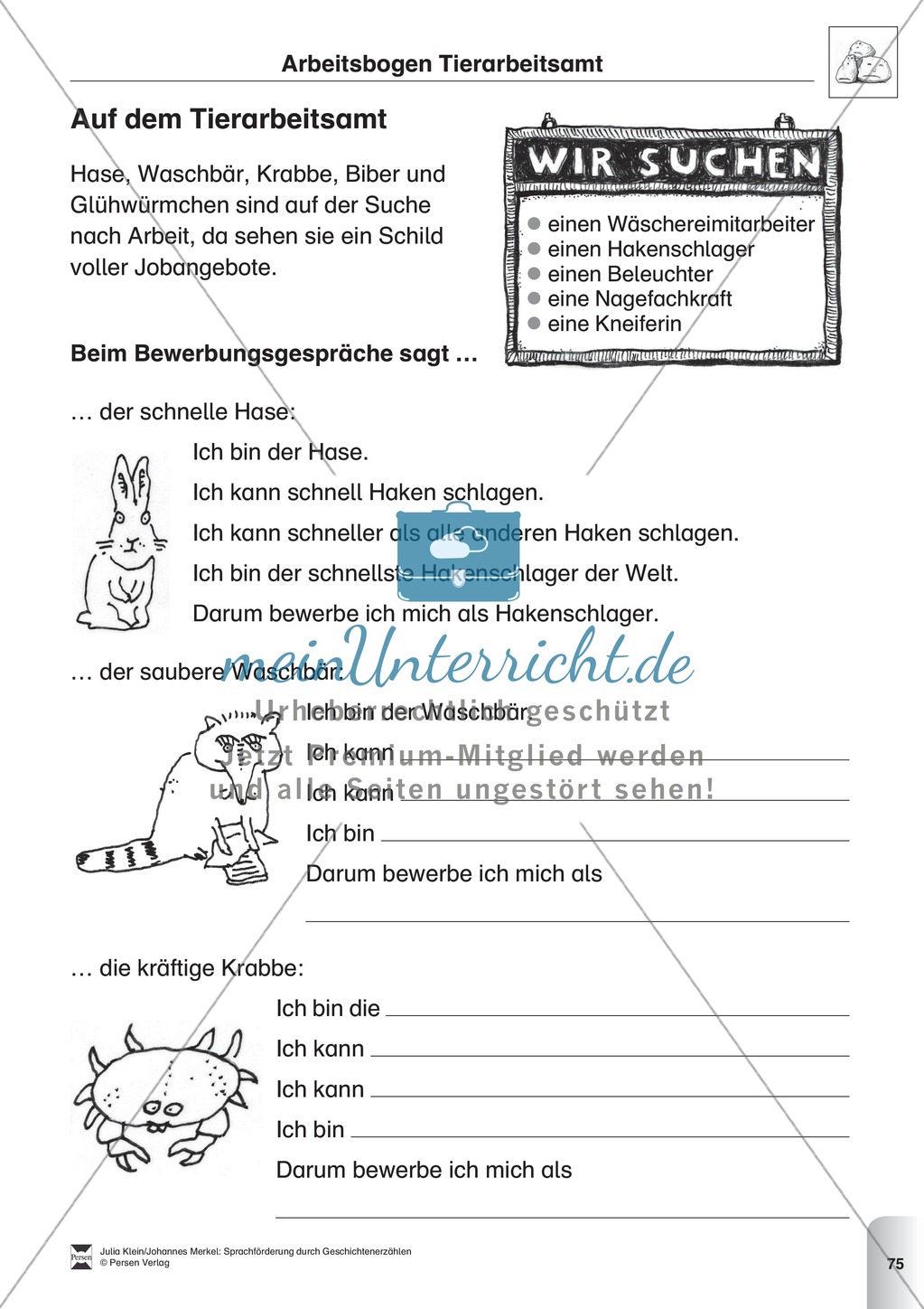 Sprachförderung: Die Stunde der Angeberei: Lesetext, Hinweise zum Erzählen und Schreiben und Arbeitsblätter Preview 6