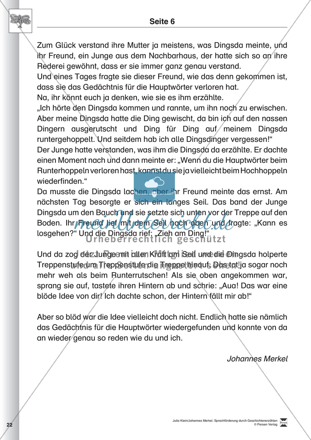Sprachförderung: Die Dingsda: Lesetext, Hinweise zum Erzählen und Schreiben und Arbeitsblätter Preview 6