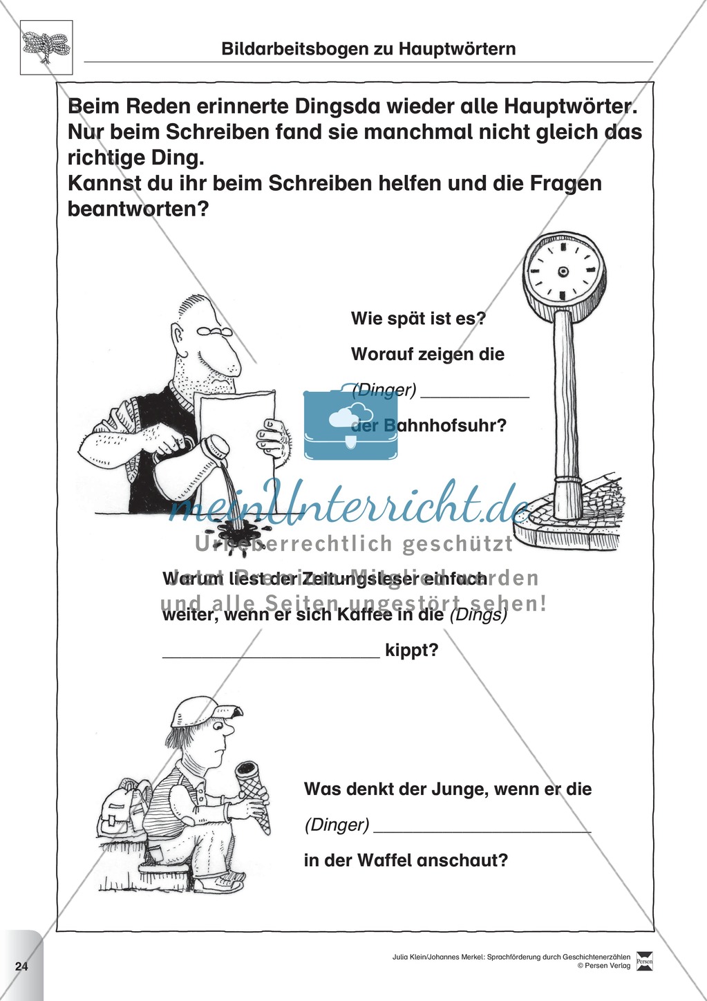 Sprachförderung: Die Dingsda: Lesetext, Hinweise zum Erzählen und Schreiben und Arbeitsblätter Preview 8