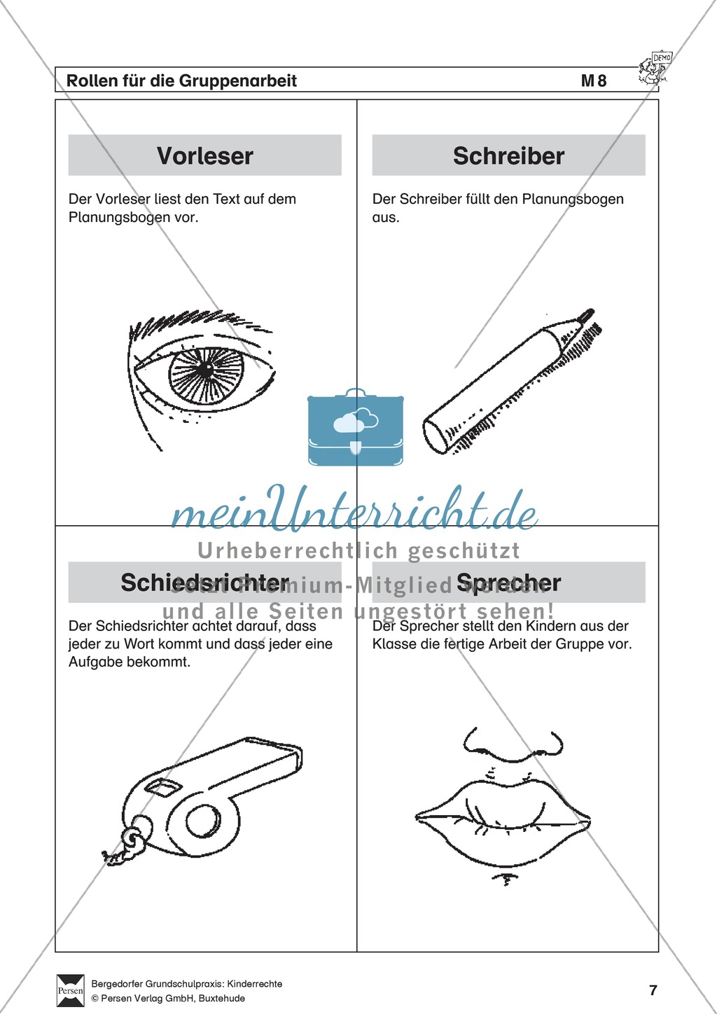 Rollen für Gruppenarbeit: Schülerinfo Preview 1