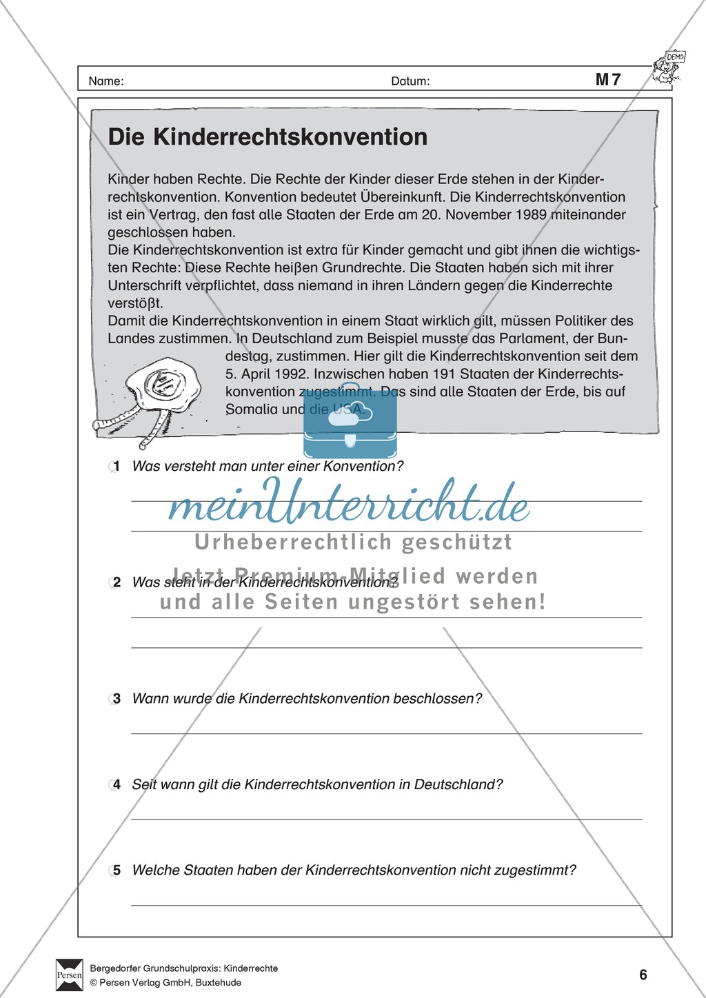 Kinderrechtskonvention: Text und Aufgaben Preview 1
