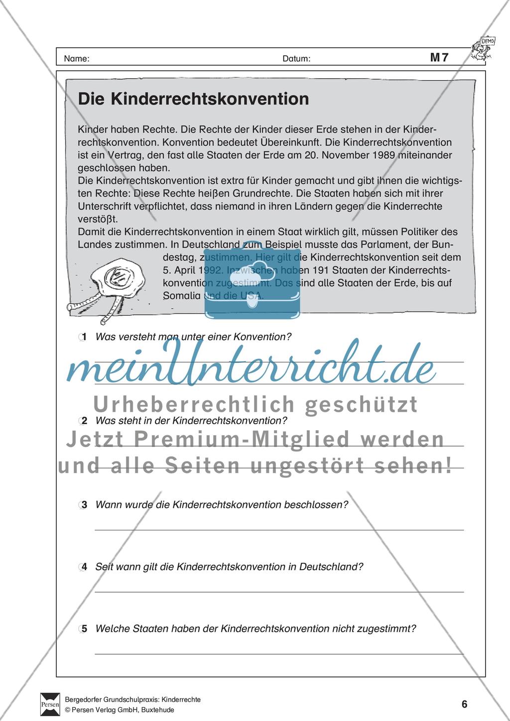 Kinderrechtskonvention: Text und Aufgaben Preview 1