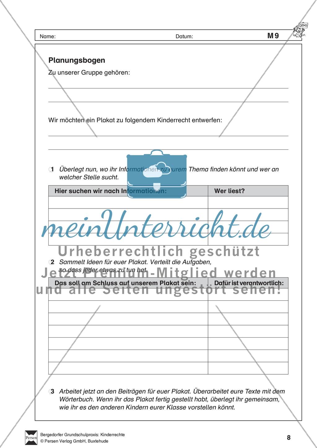 Gruppenarbeit Kinderrechte: Planungsbogen Preview 1