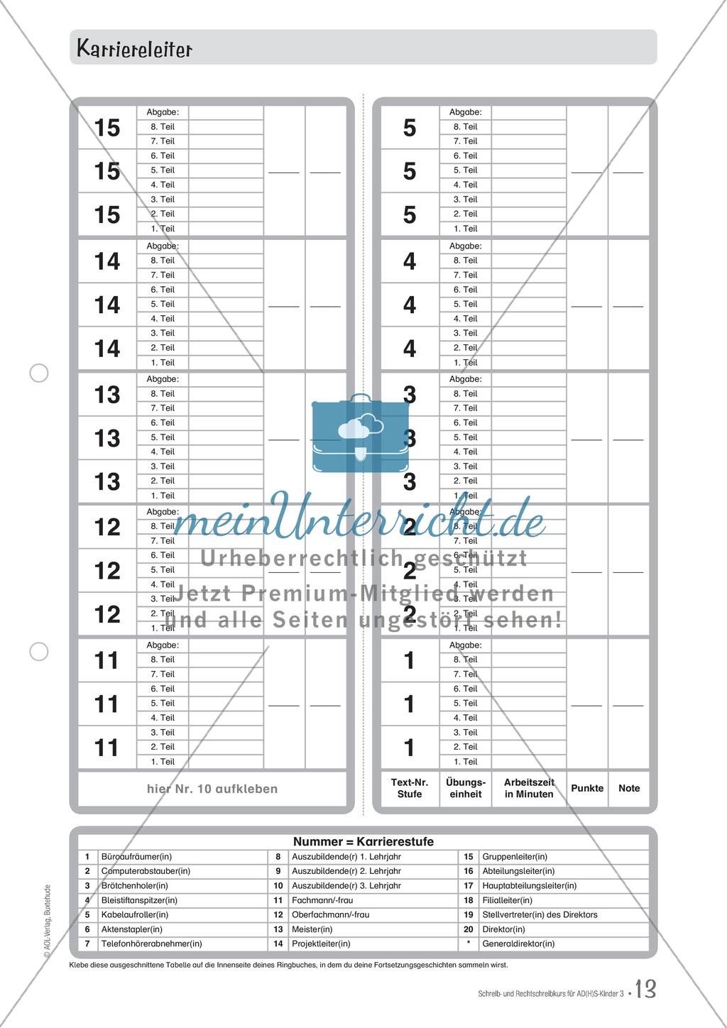 Karriereleiter: Arbeitsblatt Preview 2
