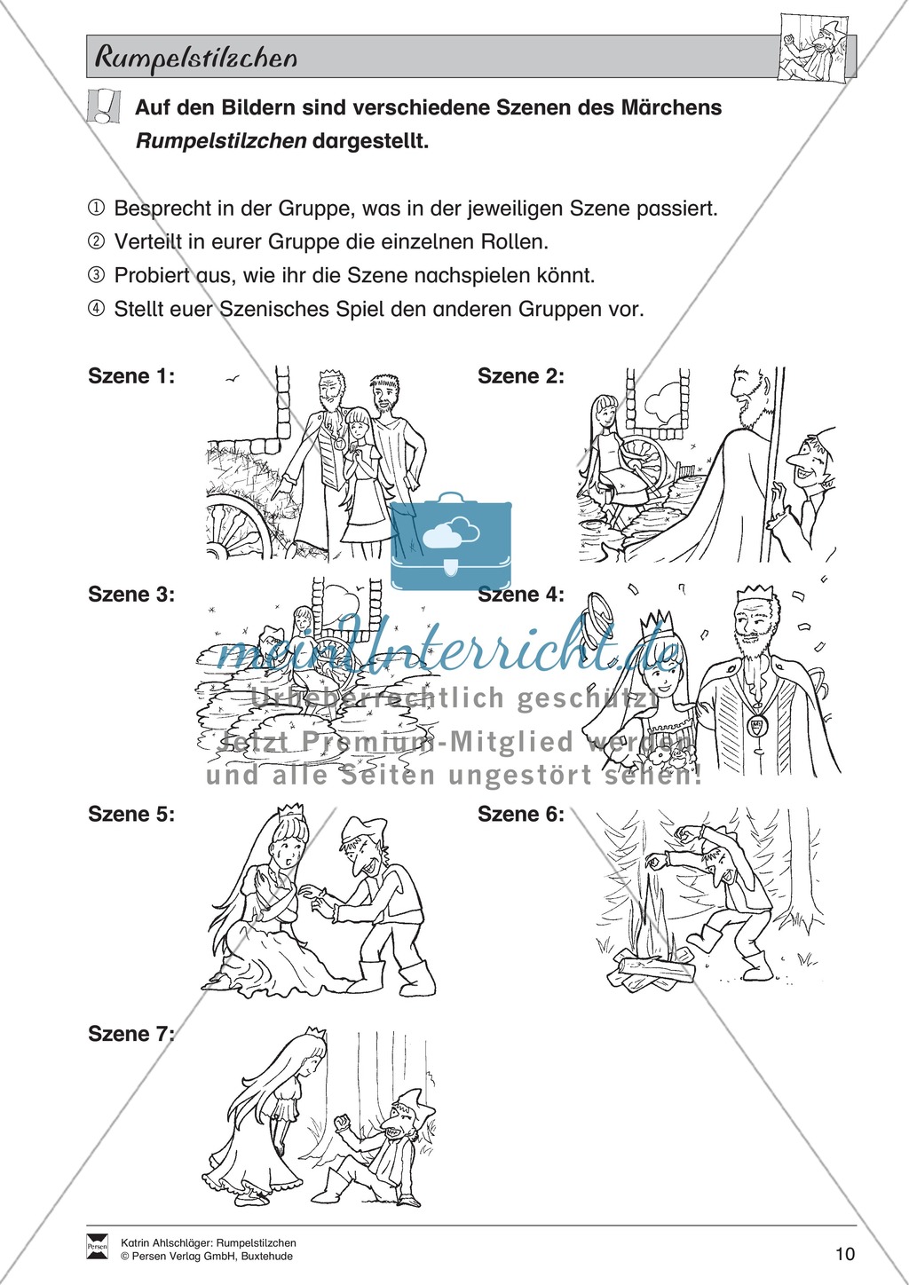 Märchen im Unterricht: "Rumpelstilzchen": Text (mittelschwer) und Übungen Preview 4