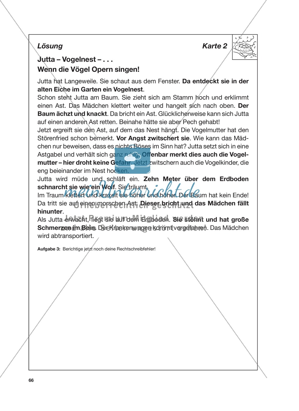 Reizwortgeschichte - Jutta, Vogelnest, ...: Unterrichtsgestaltung, Zuordnungsplan, Übungs- und Kontrollkarten Preview 10