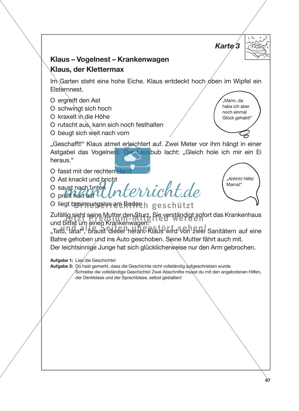 Reizwortgeschichte - Jutta, Vogelnest, ...: Unterrichtsgestaltung, Zuordnungsplan, Übungs- und Kontrollkarten Preview 11