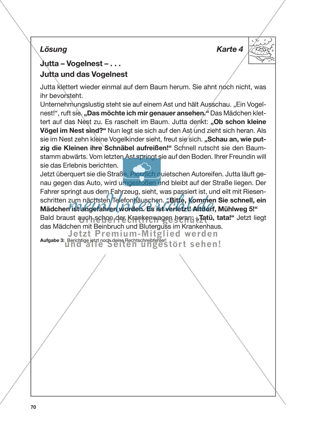 Reizwortgeschichte - Jutta, Vogelnest, ...: Unterrichtsgestaltung, Zuordnungsplan, Übungs- und Kontrollkarten Preview 14