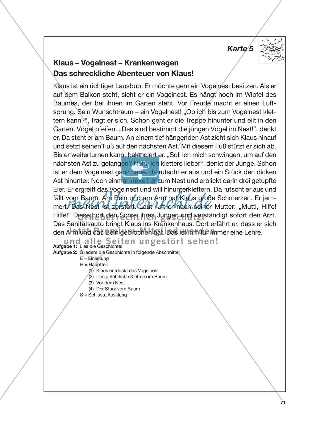 Reizwortgeschichte - Jutta, Vogelnest, ...: Unterrichtsgestaltung, Zuordnungsplan, Übungs- und Kontrollkarten Preview 15