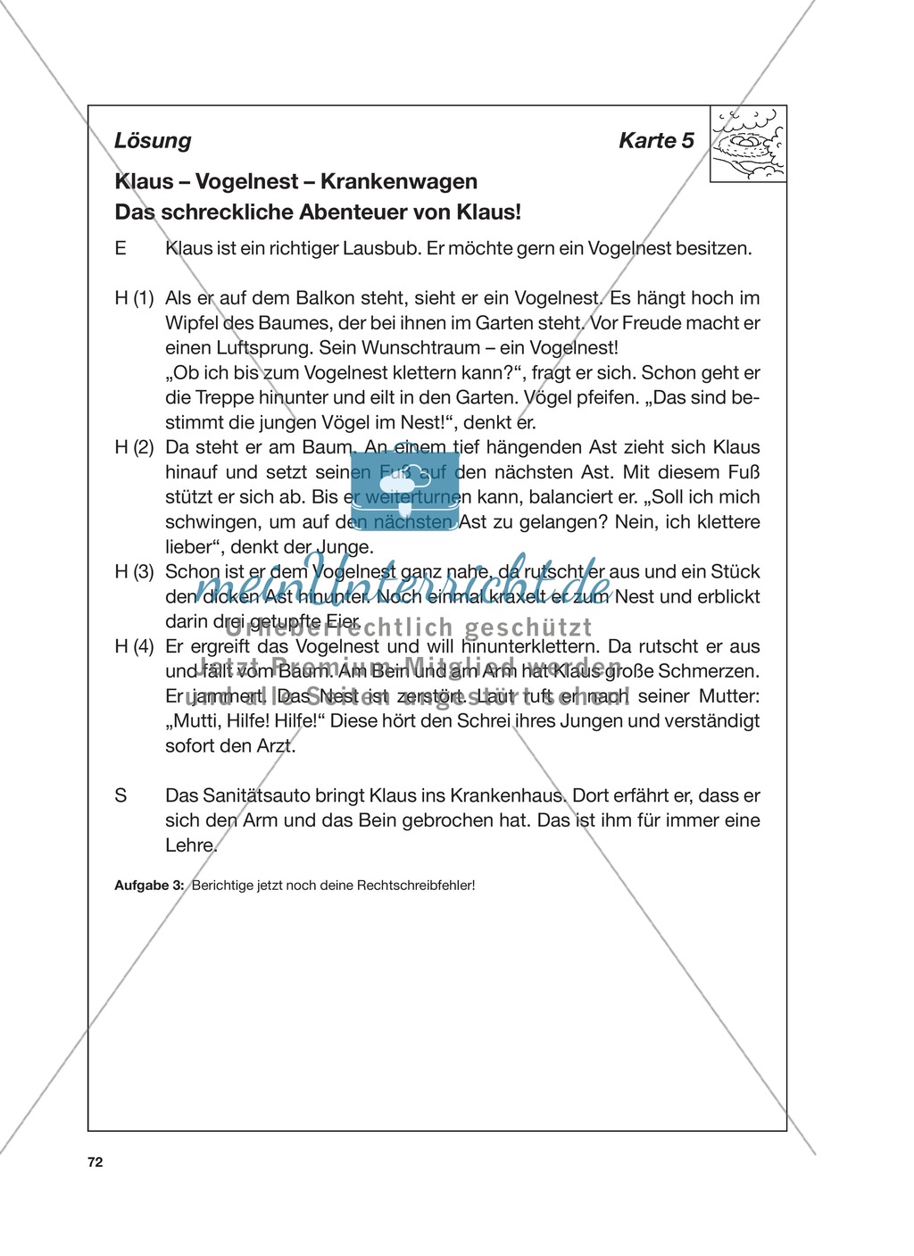 Reizwortgeschichte - Jutta, Vogelnest, ...: Unterrichtsgestaltung, Zuordnungsplan, Übungs- und Kontrollkarten Preview 16