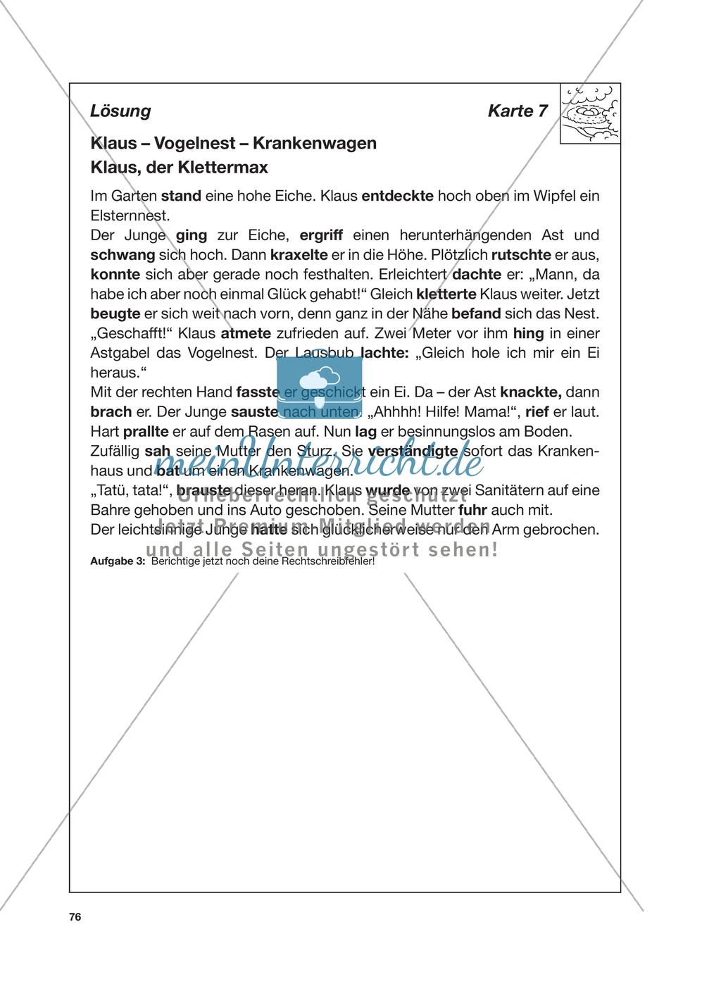 Reizwortgeschichte - Jutta, Vogelnest, ...: Unterrichtsgestaltung, Zuordnungsplan, Übungs- und Kontrollkarten Preview 20