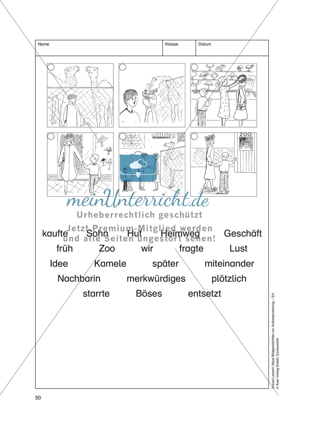 Bildergeschichten im DU - Der neue Hut: Arbeitsblätter Preview 3