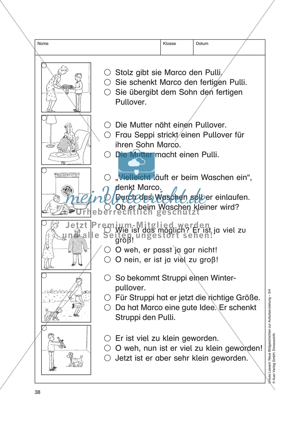 Bildergeschichten im DU - Eine gute Idee: Arbeitsblätter Preview 3