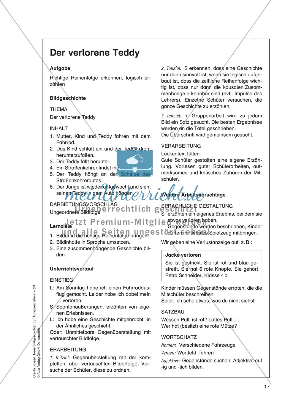 Bildergeschichten im DU - Der verlorene Teddy: Arbeitsblätter Preview 2