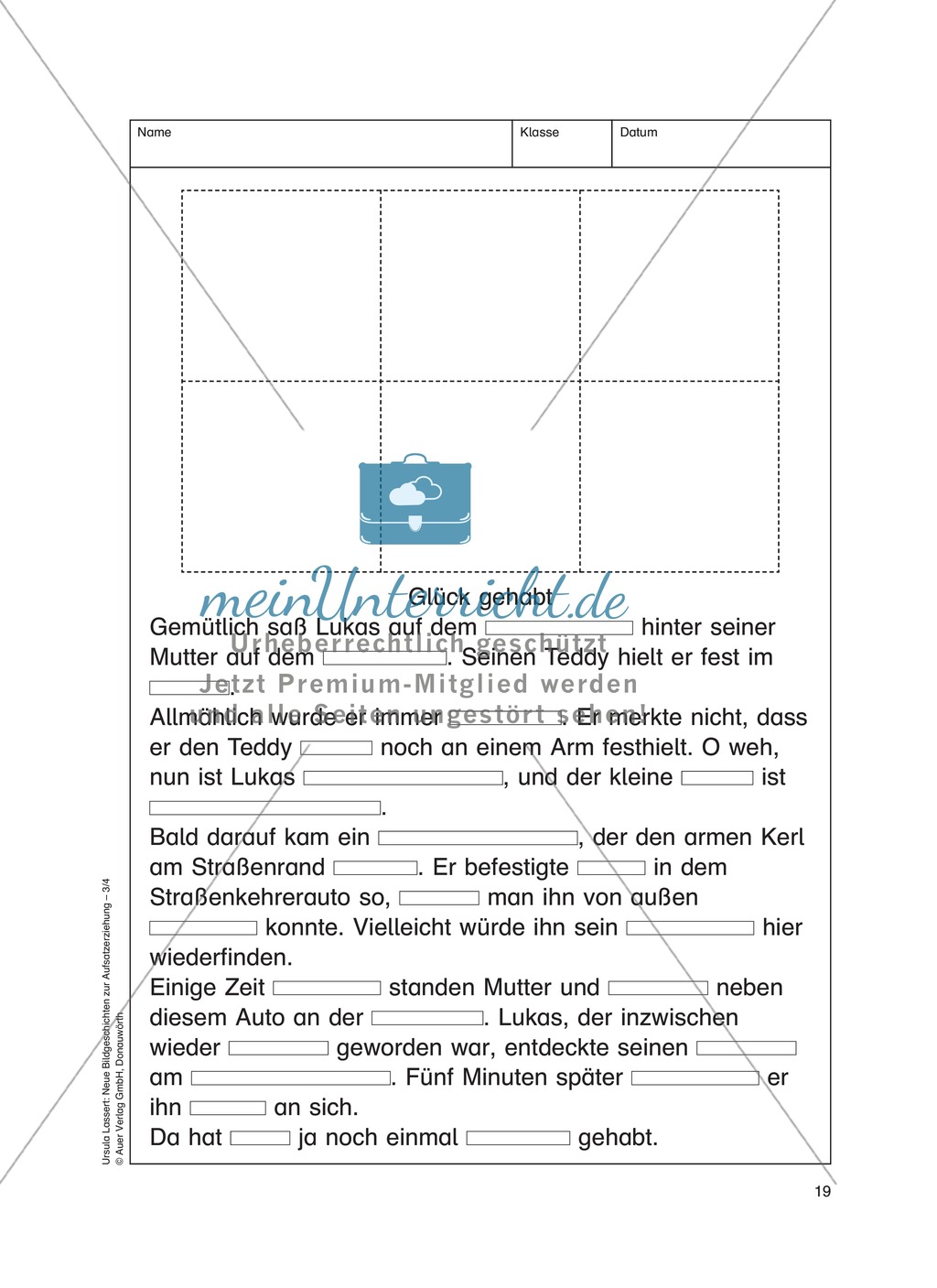 Bildergeschichten im DU - Der verlorene Teddy: Arbeitsblätter Preview 4
