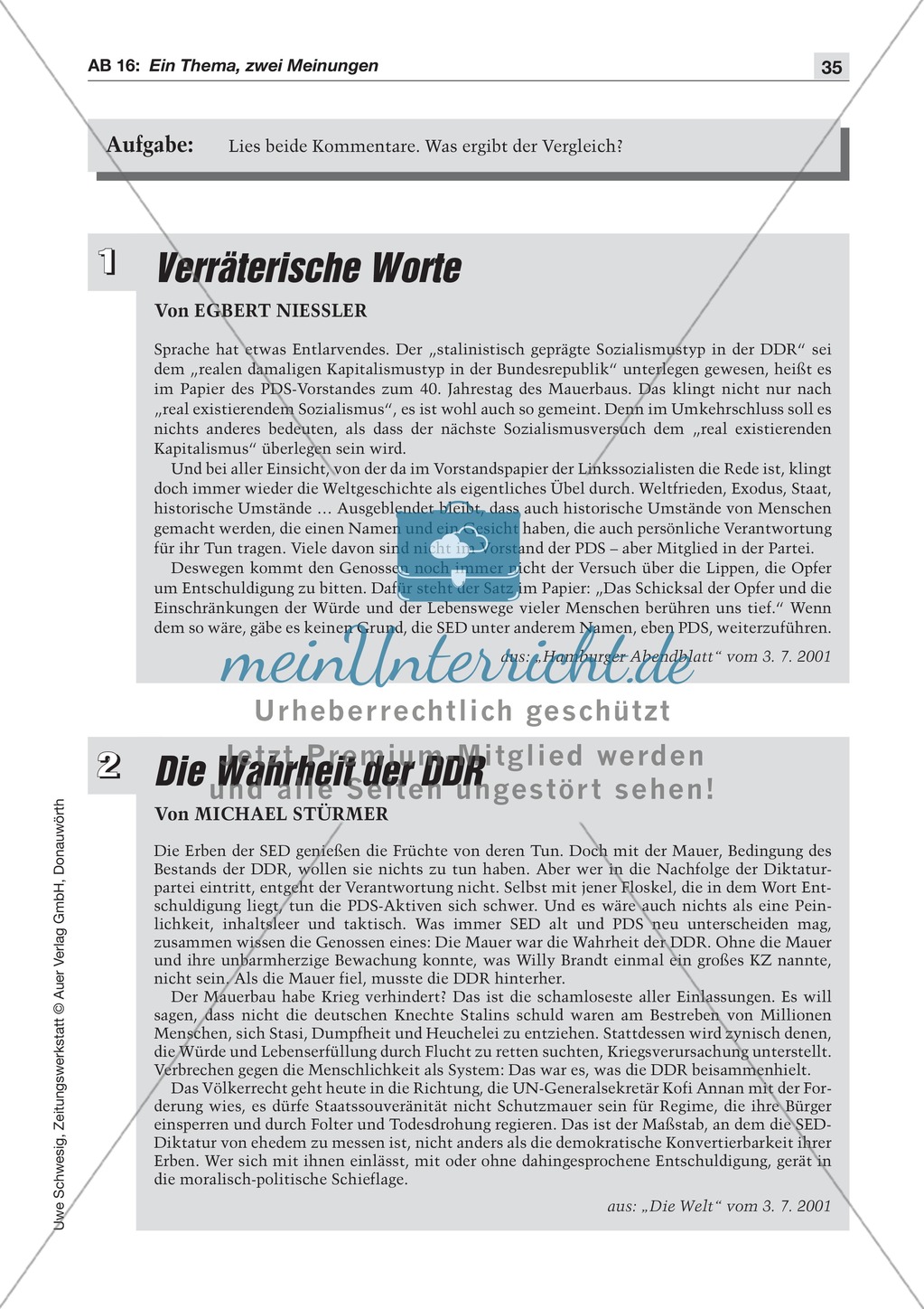 Textsorte 4: Der Kommentar: Lesetexte, Arbeitsblätter und Lösungen Preview 4