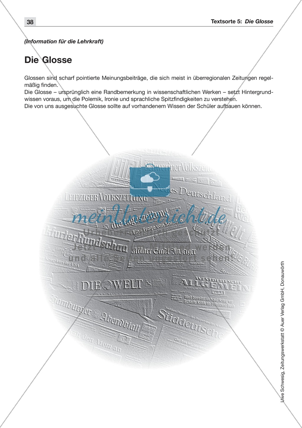 Textsorte 5: Die Glosse: Lesetext mit Aufgaben Preview 1