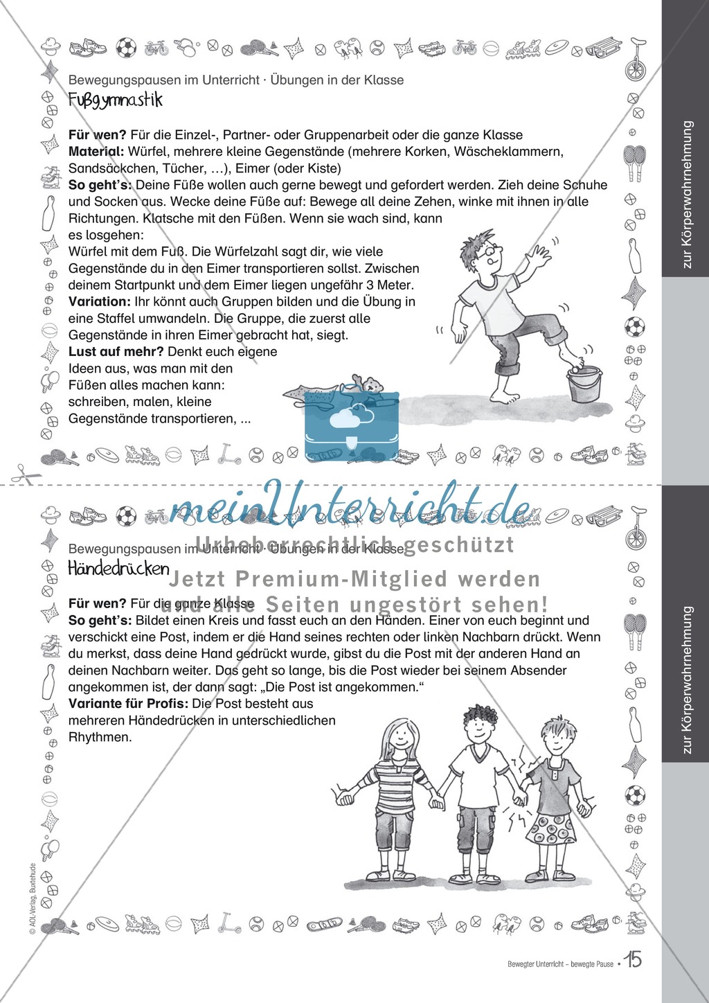 Bewegungspausen im Unterricht: Übungen zur Körperwahrnehmung Preview 4