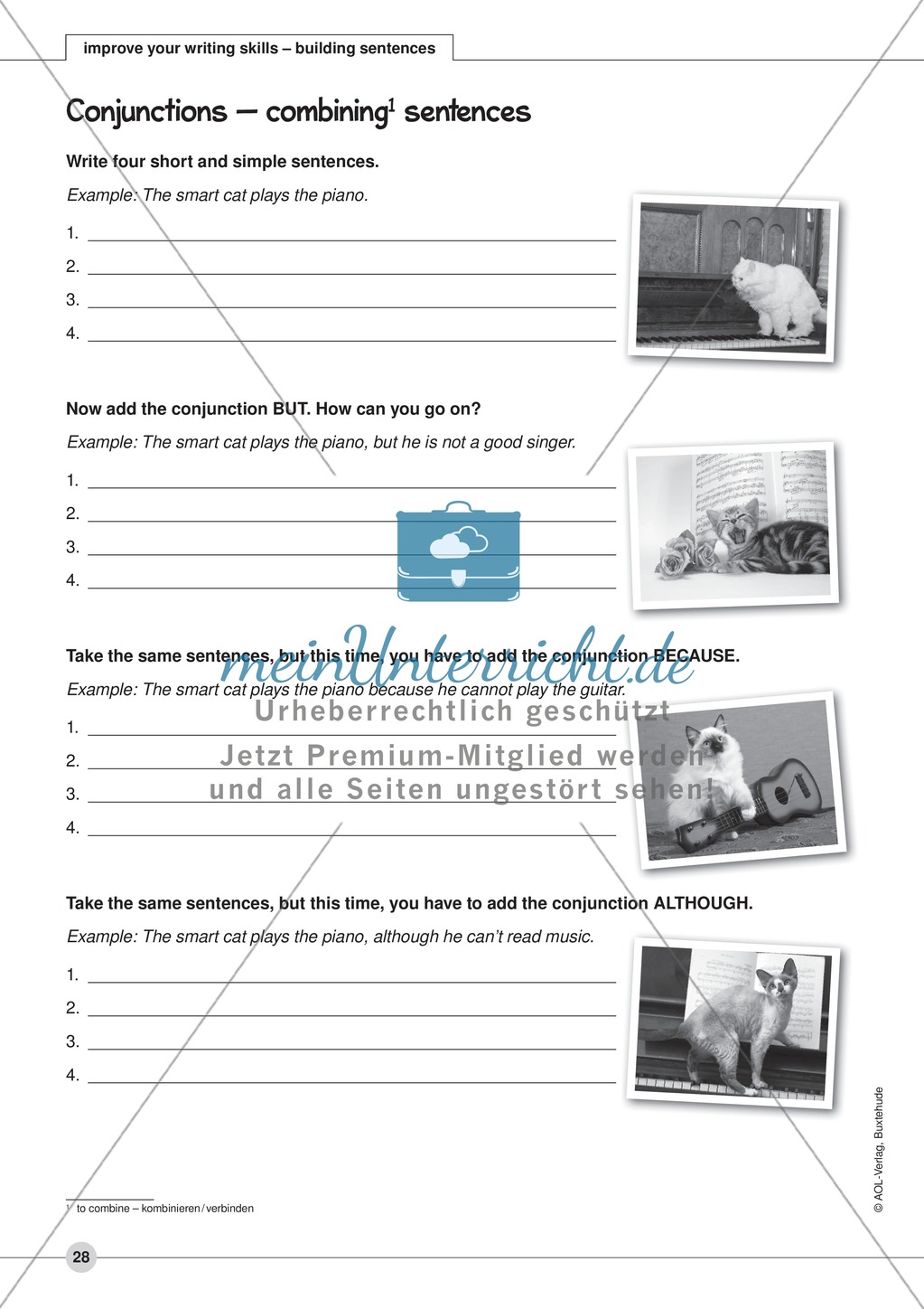improve your writing skills - building sentences: Arbeitsblätter und L?sungen Preview 2