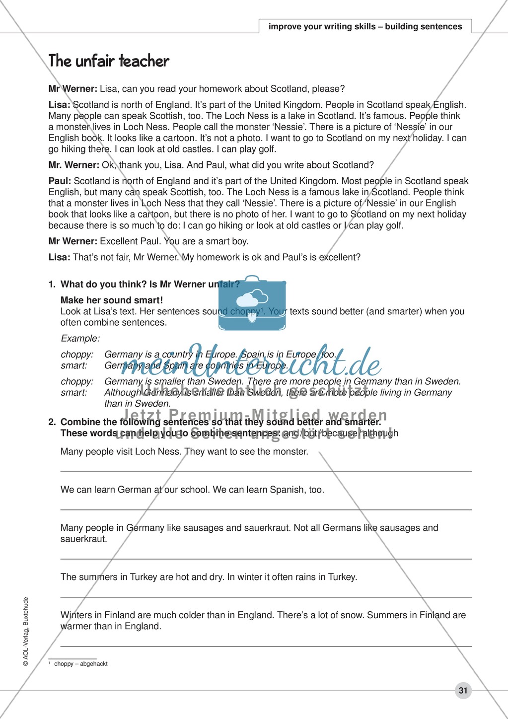 improve your writing skills - building sentences: Arbeitsblätter und L?sungen Preview 5