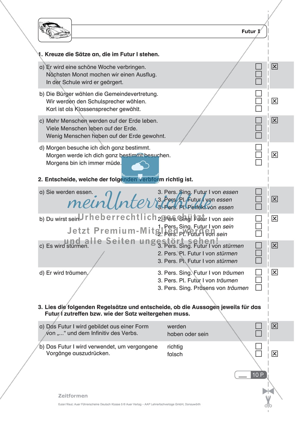 Zeitformen - Futur I: Schnell-Tests Preview 2