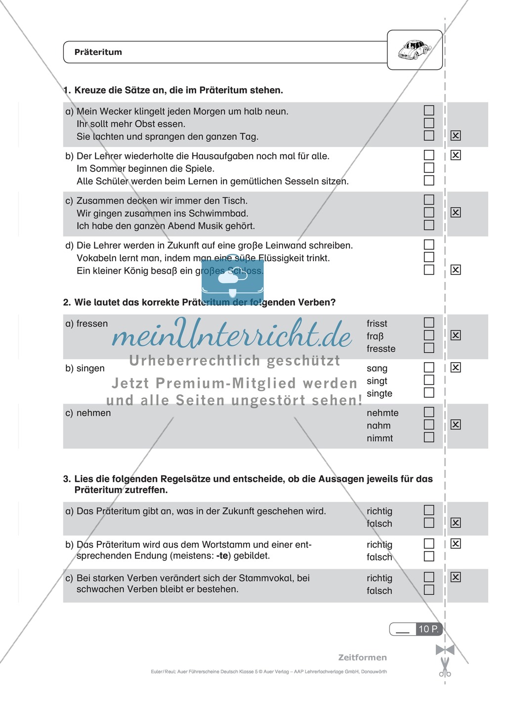 Zeitformen - Präteritum: Schnell-Tests Preview 1