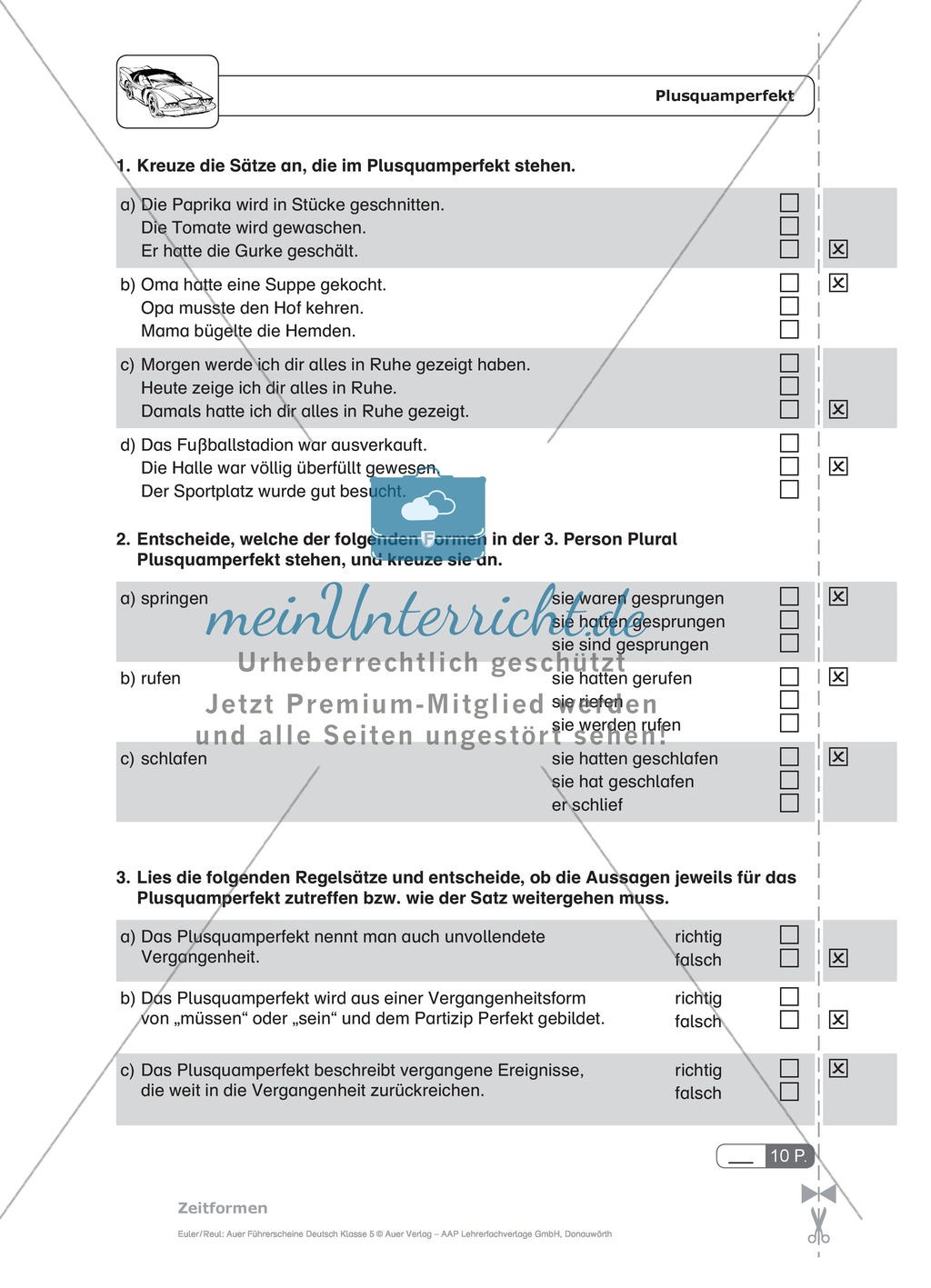 Zeitformen - Plusquamperfekt: Schnell-Tests Preview 2