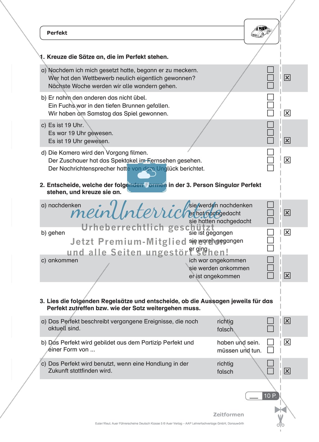 Zeitformen - Perfekt: Schnell-Tests Preview 1