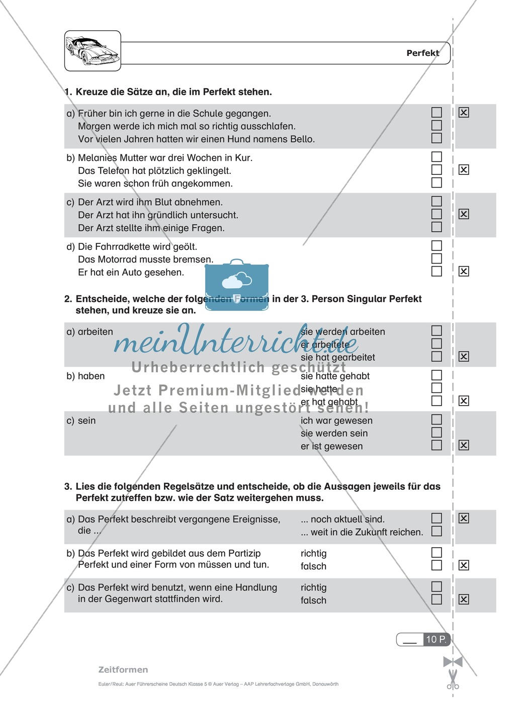 Zeitformen - Perfekt: Schnell-Tests Preview 2