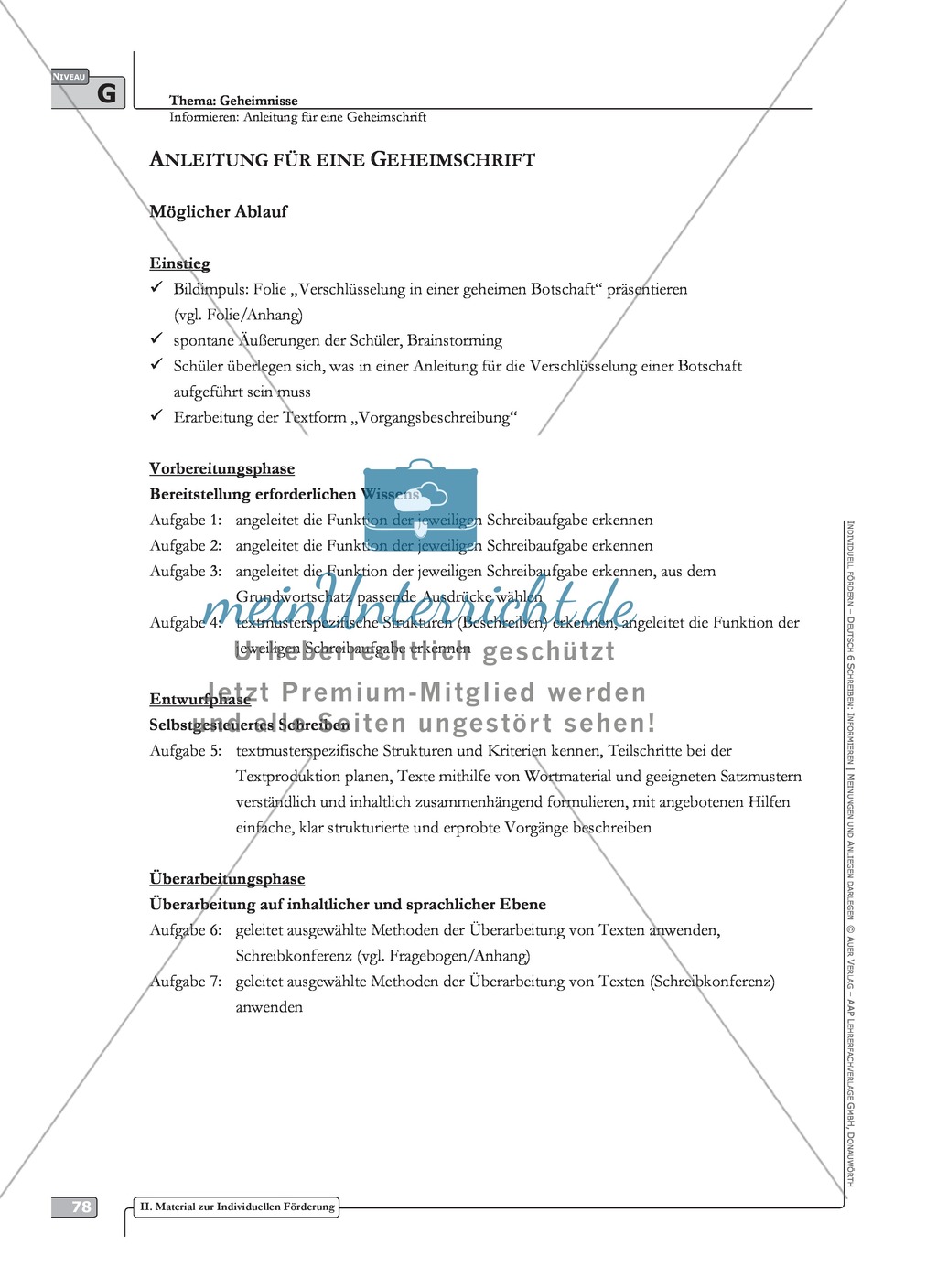 Sprachförderung: Anleitung für eine Geheimschrift: grundlegendes Niveau: Hinweise zum Ablauf, Arbeitsblätter Preview 1