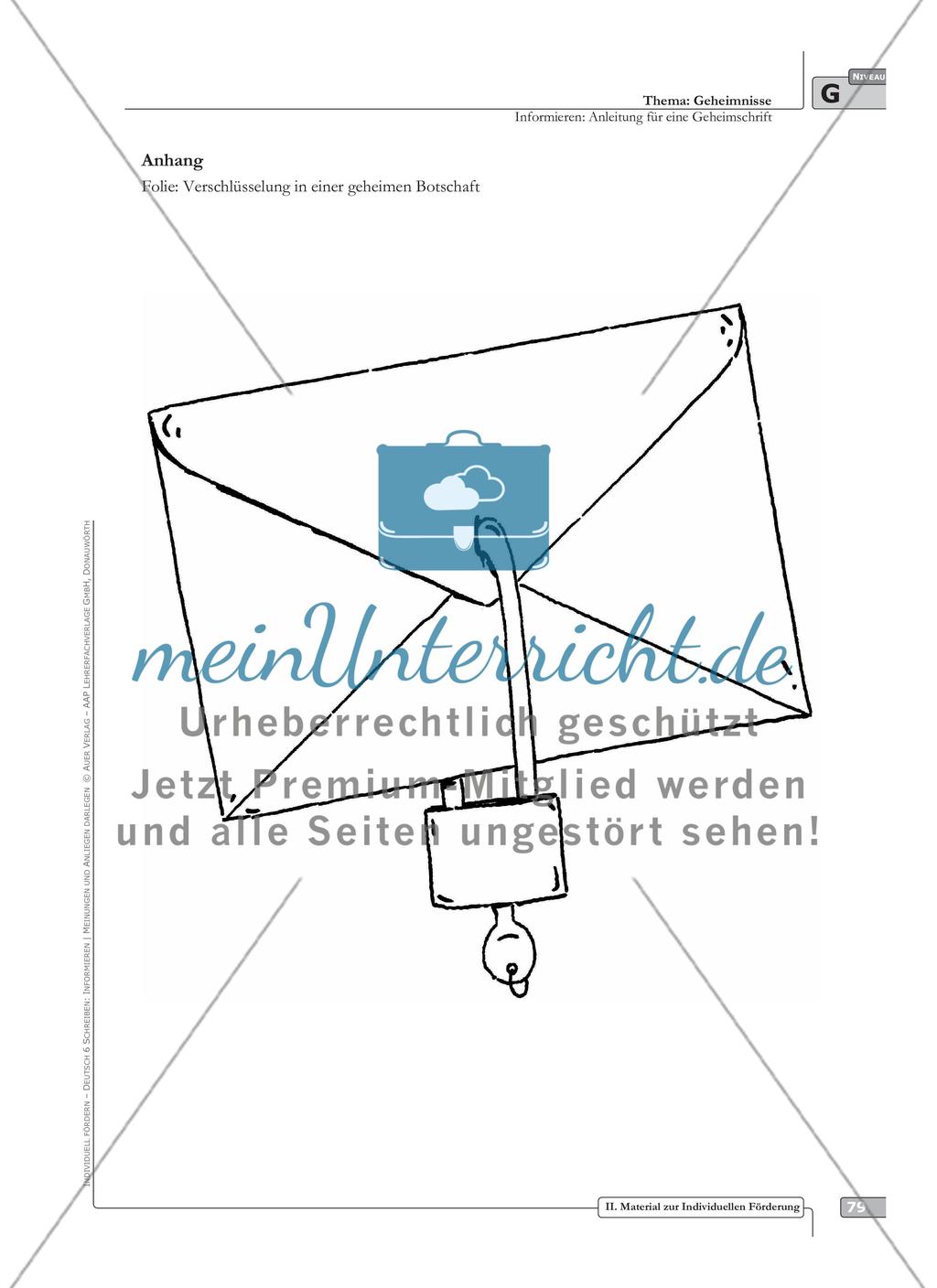 Sprachförderung: Anleitung für eine Geheimschrift: grundlegendes Niveau: Hinweise zum Ablauf, Arbeitsblätter Preview 2