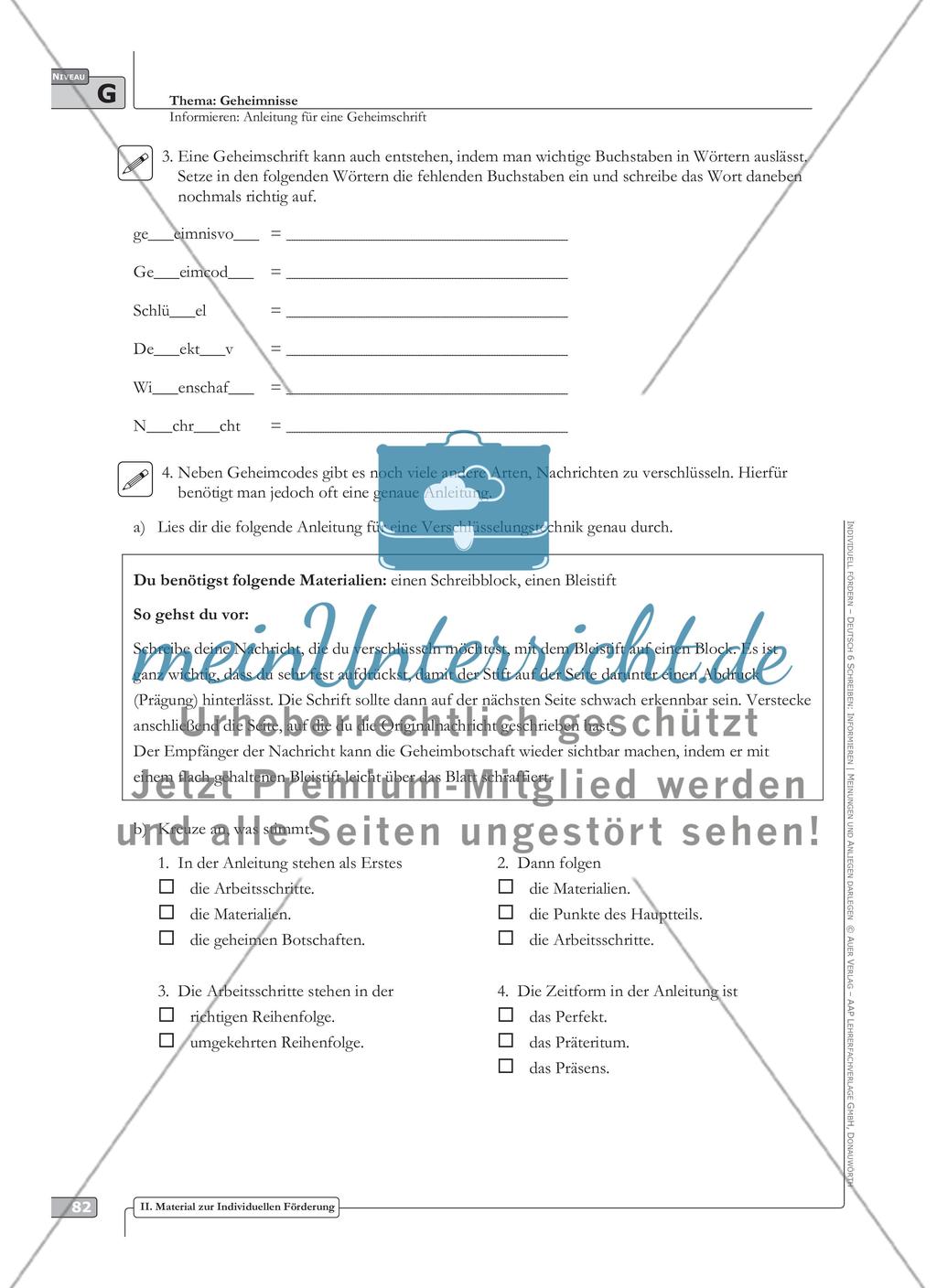 Sprachförderung: Anleitung für eine Geheimschrift: grundlegendes Niveau: Hinweise zum Ablauf, Arbeitsblätter Preview 5