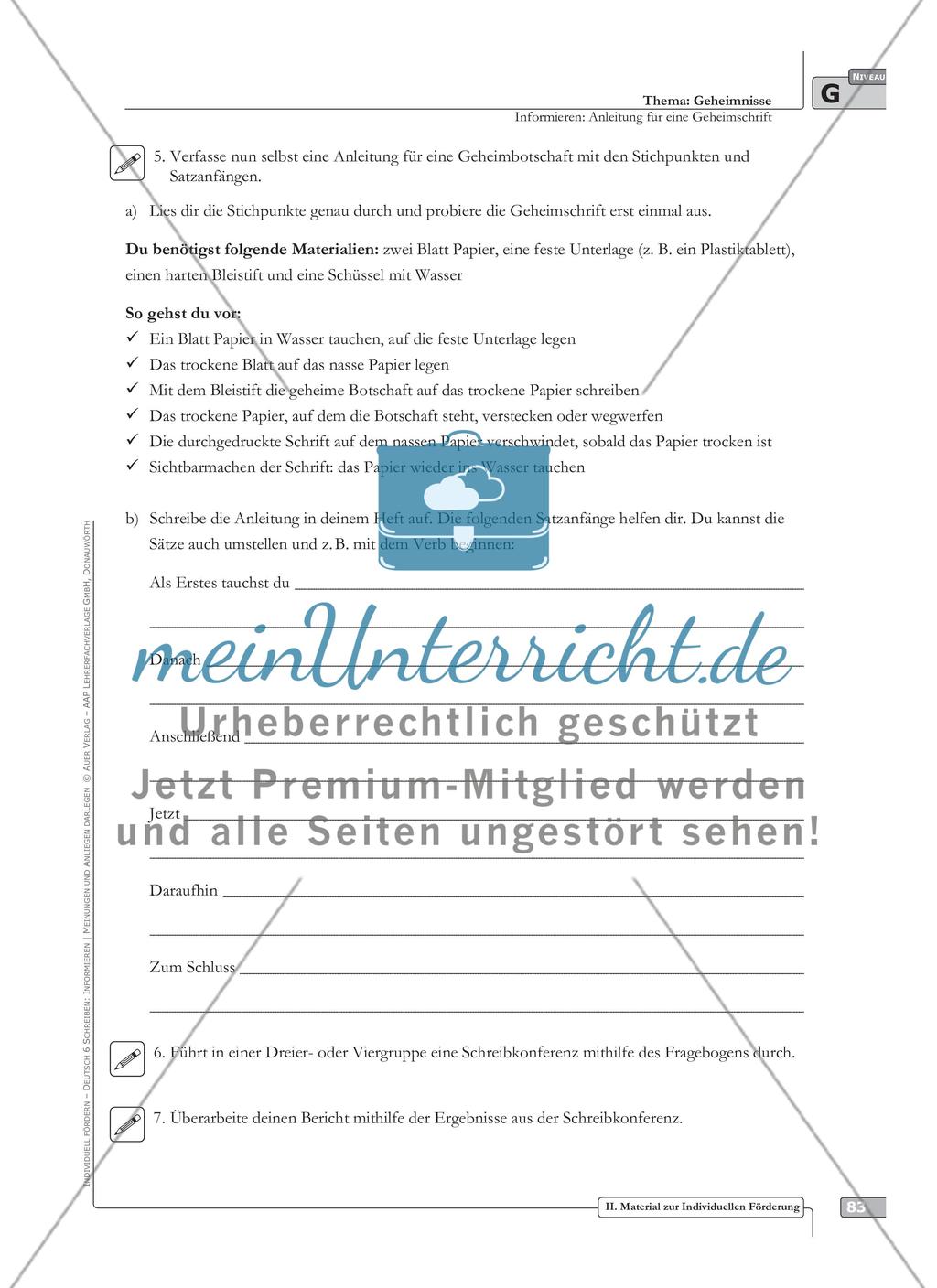Sprachförderung: Anleitung für eine Geheimschrift: grundlegendes Niveau: Hinweise zum Ablauf, Arbeitsblätter Preview 6