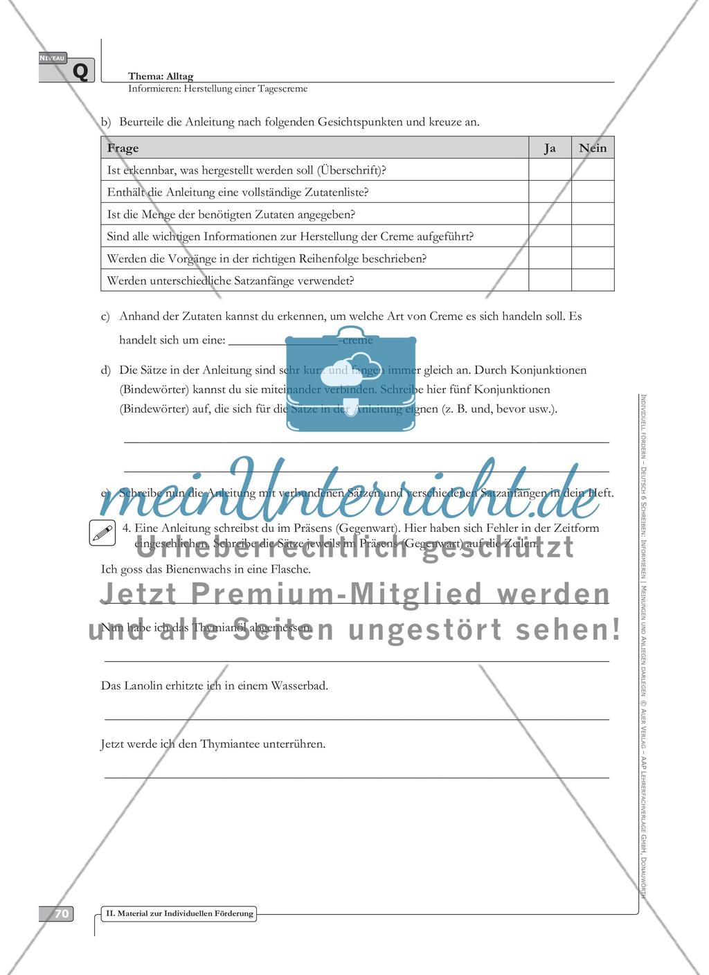 Sprachförderung: Herstellung einer Tagescreme: qualifizierendes Niveau: Hinweise zum Ablauf, Arbeitsblätter Preview 4