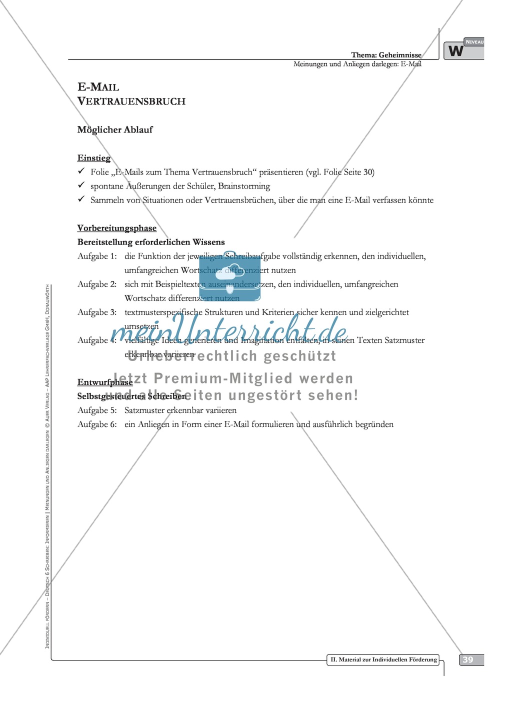 Sprachförderung: E-Mail: weiterführendes Niveau: Hinweise zum Ablauf, Arbeitsblätter Preview 1