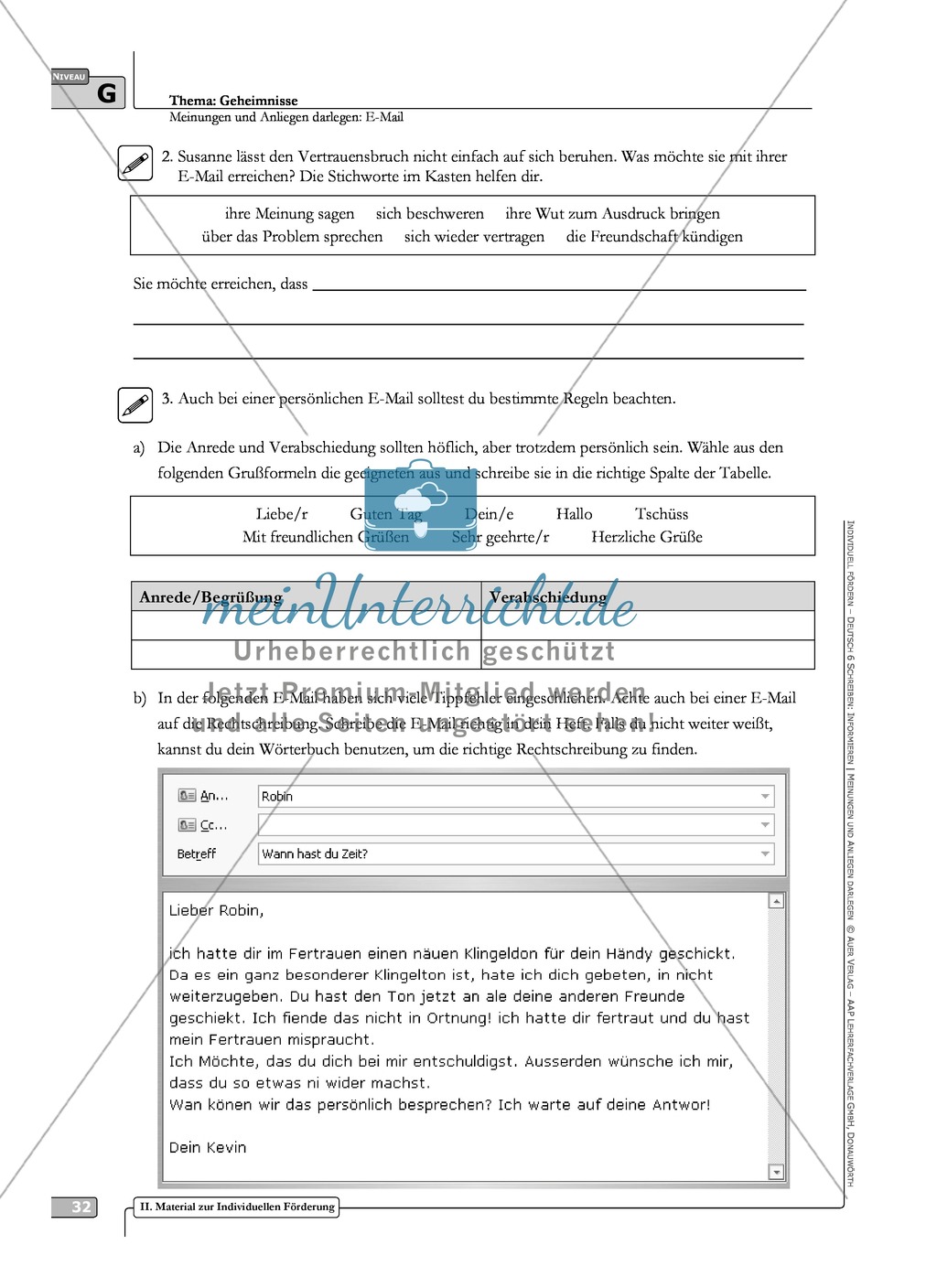 Sprachförderung: E-Mail: grundlegendes Niveau: Hinweise zum Ablauf, Arbeitsblätter Preview 4